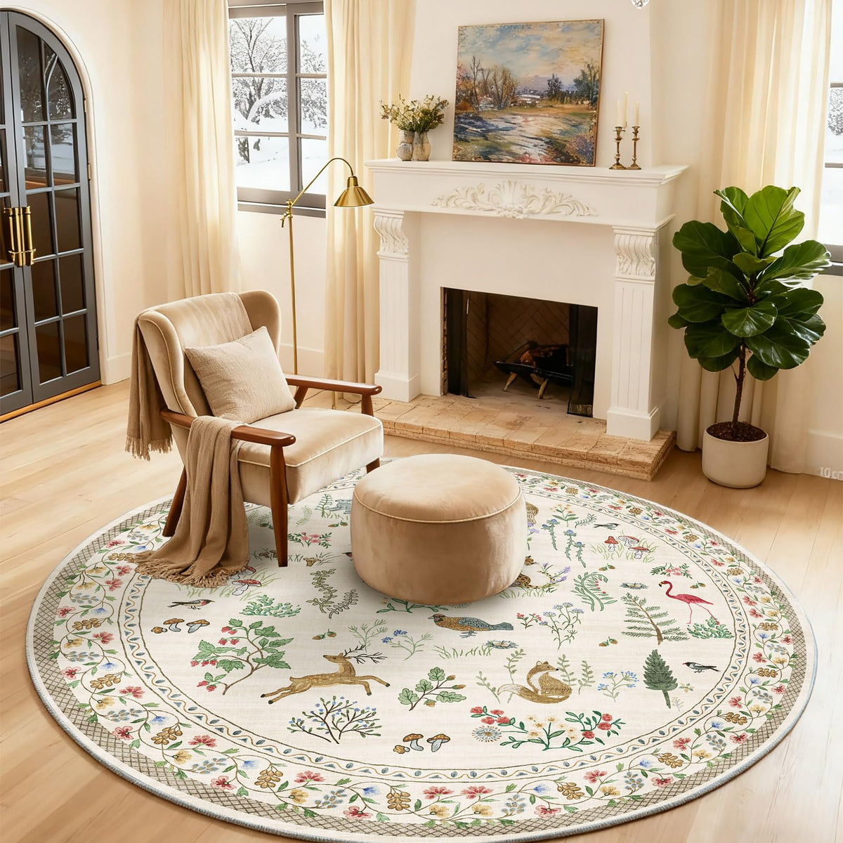Washable Area Rugs for Living Room: 9x12 Area Rug for Bedroom Vintage Stain Resistant Non Slip Low Pile Lightweight Soft Carpet for Kitchen Dining Room Farmhouse Kids Room Nursery