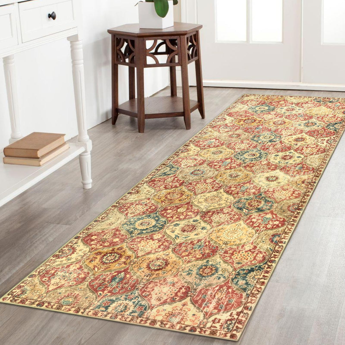 Lahome Moroccan Machine Washable Rugs for Living Room, 4x6 Rug for Bedroom