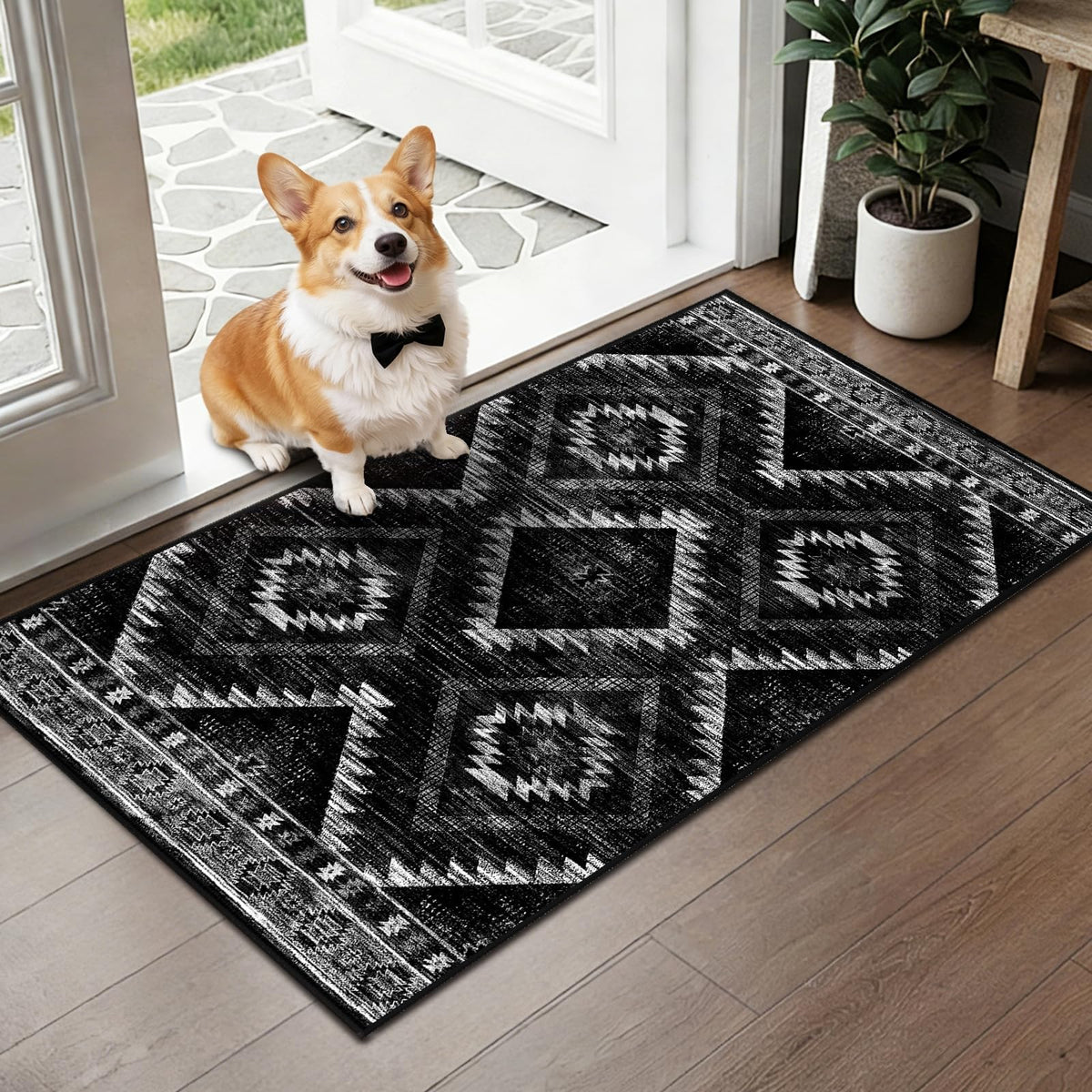 BESTSWEETIE 5'x7' Washable Area Rug for Living Room Bedroom Black