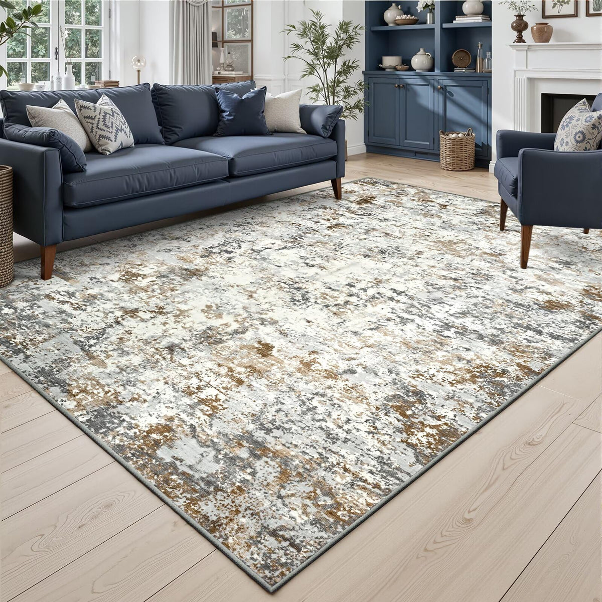 Toneed 4'x6' Washable Area Rugs for Bedroom Living Room, 48"x72" Grey