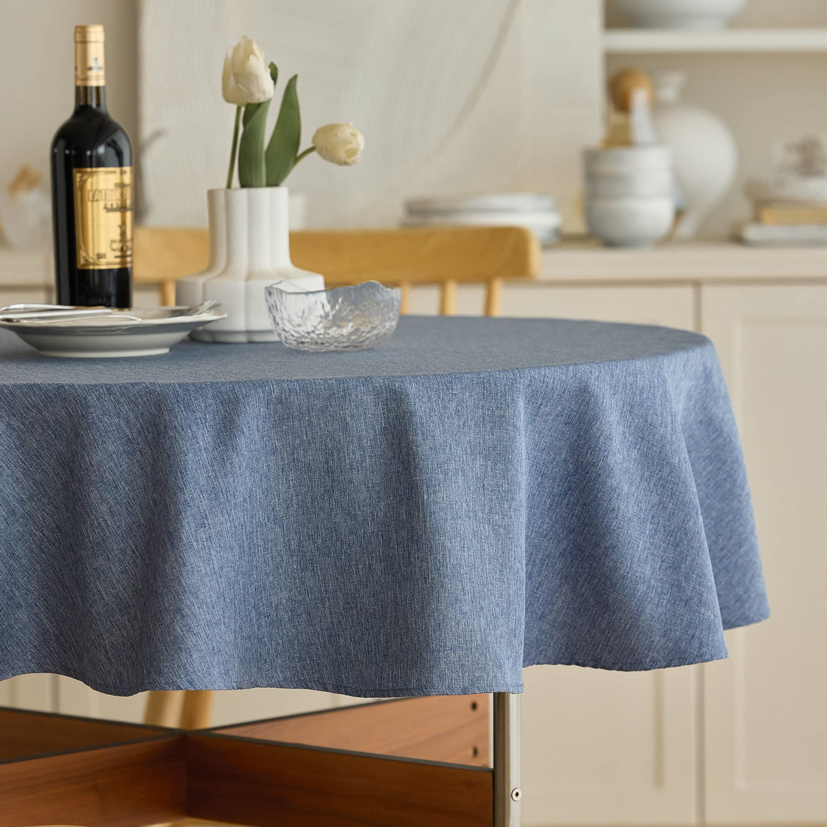 Decorelia Sage Green Linen Textured Tablecloth Rectangular 52 x70 Inch