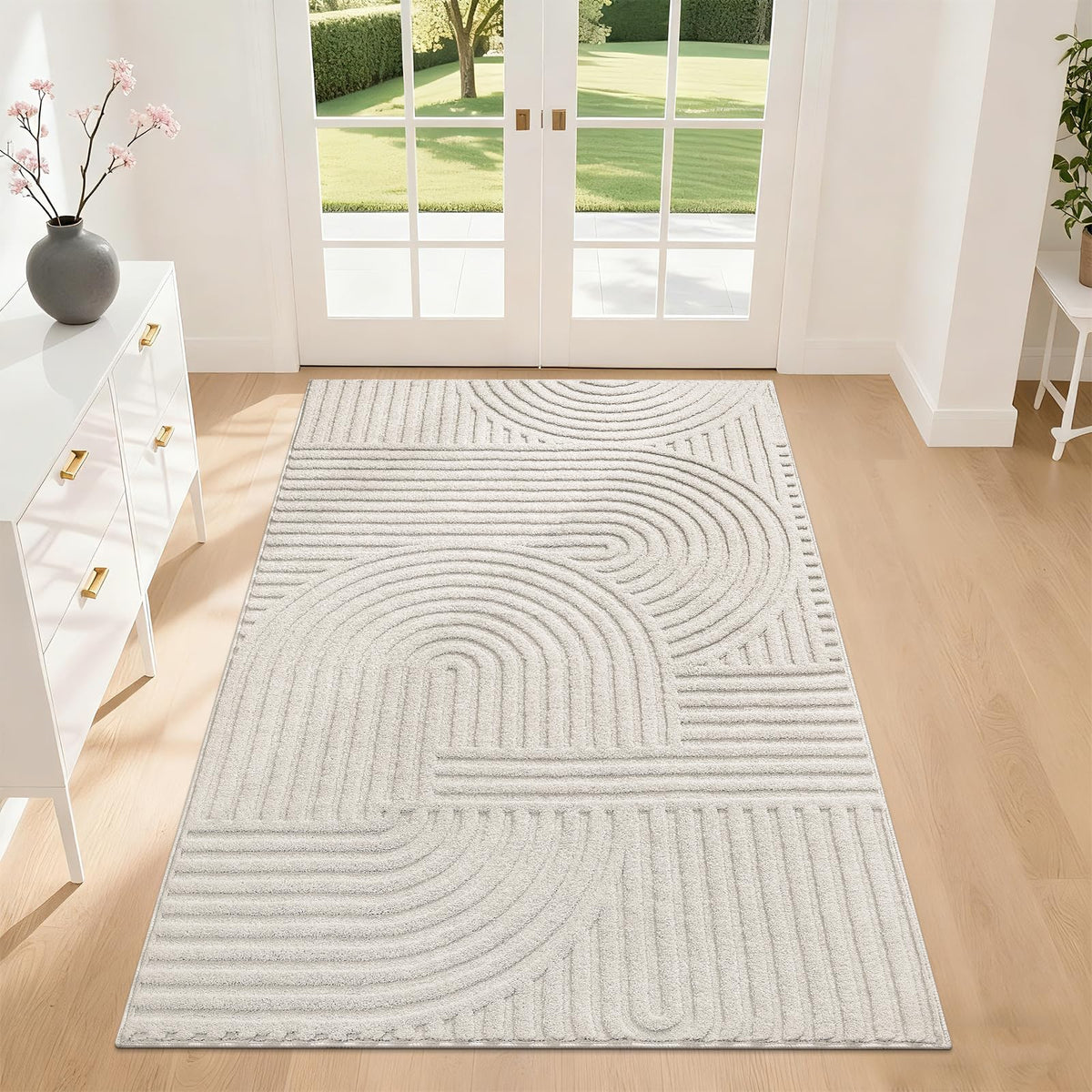 Pauwer 5x7 Area Rugs for Living Room, Modern Non Slip Washable Rug, White