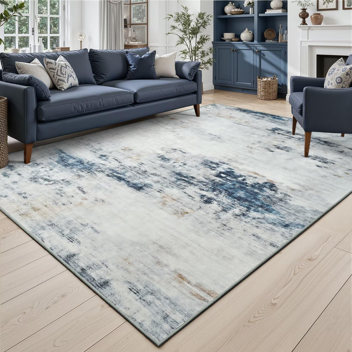 Toneed 4'x6' Washable Area Rugs for Bedroom Living Room, 48"x72" Grey
