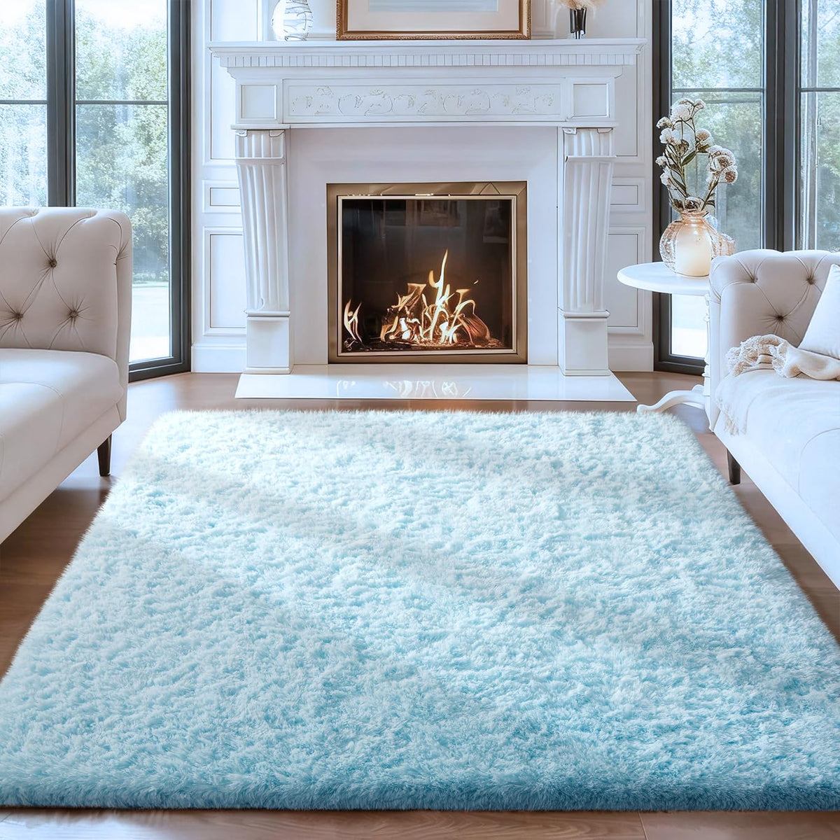Ophanie Area Rugs for Living Room Bedroom, Washable Non-Slip Fluffy Soft Grey Shag Carpet, Indoor Floor Gray 4x6 Fuzzy Shaggy Living Room Plush Rug for Kids Home Dorm Decor Aesthetic