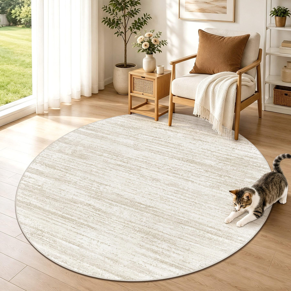 Area Rug 6x9 Living Room Rugs: Washable Modern Rug Non-Slip Soft Rugs Stain Resistant Printed Rug Indoor Carpet for Bedroom Kitchen Dining Room Nursery Home(Beige, 6'x9')