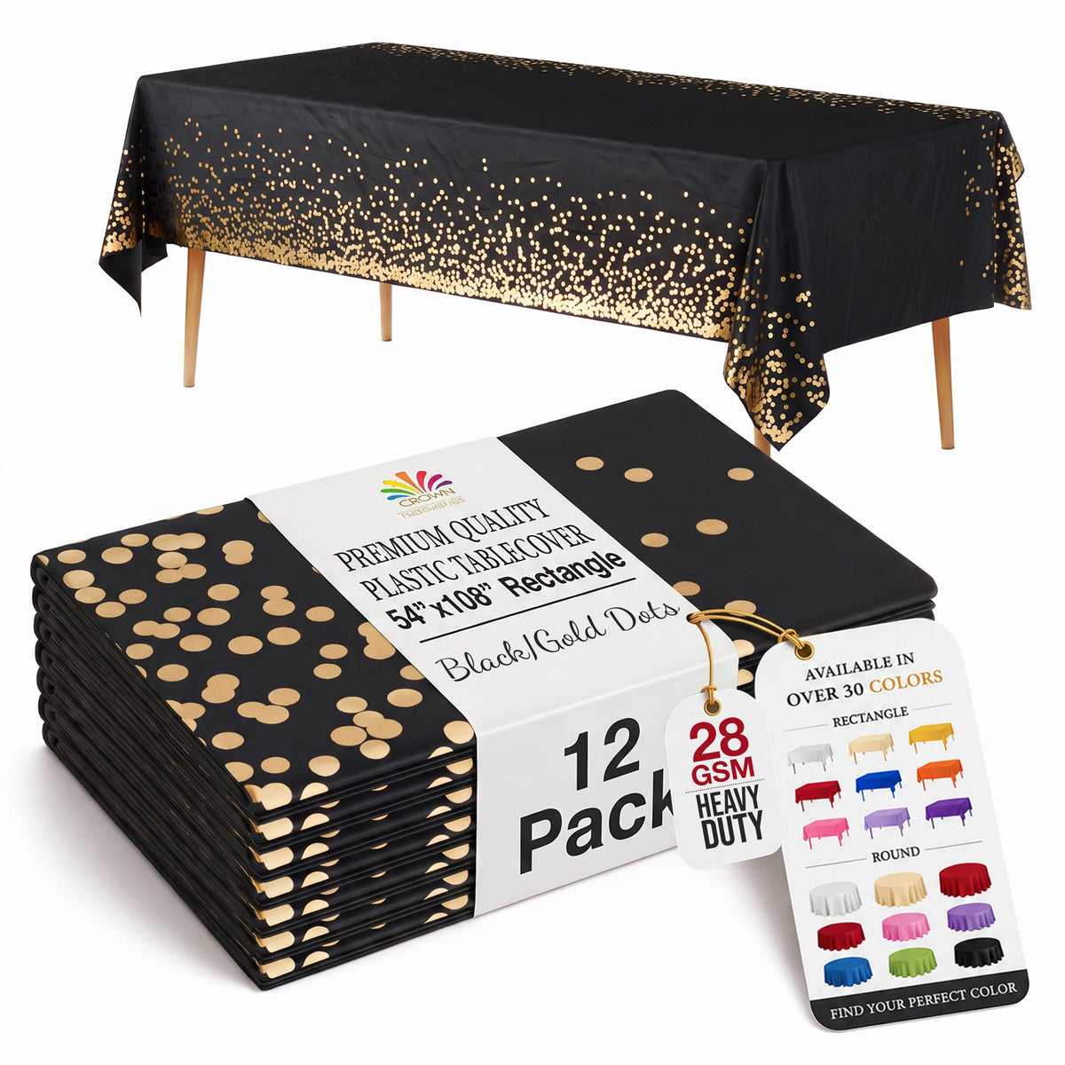 Exquisite 12-Pack Premium Plastic Tablecloth 12-Pack Premium Plastic Tablecloth 84in. Round Table Cover - Emerald Green