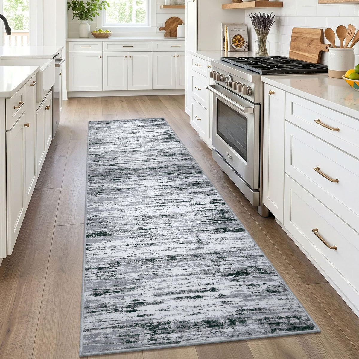 Lansny Abstract 2x3 Area Rug Small Washable Entryway Rug Non Slip Door Mat