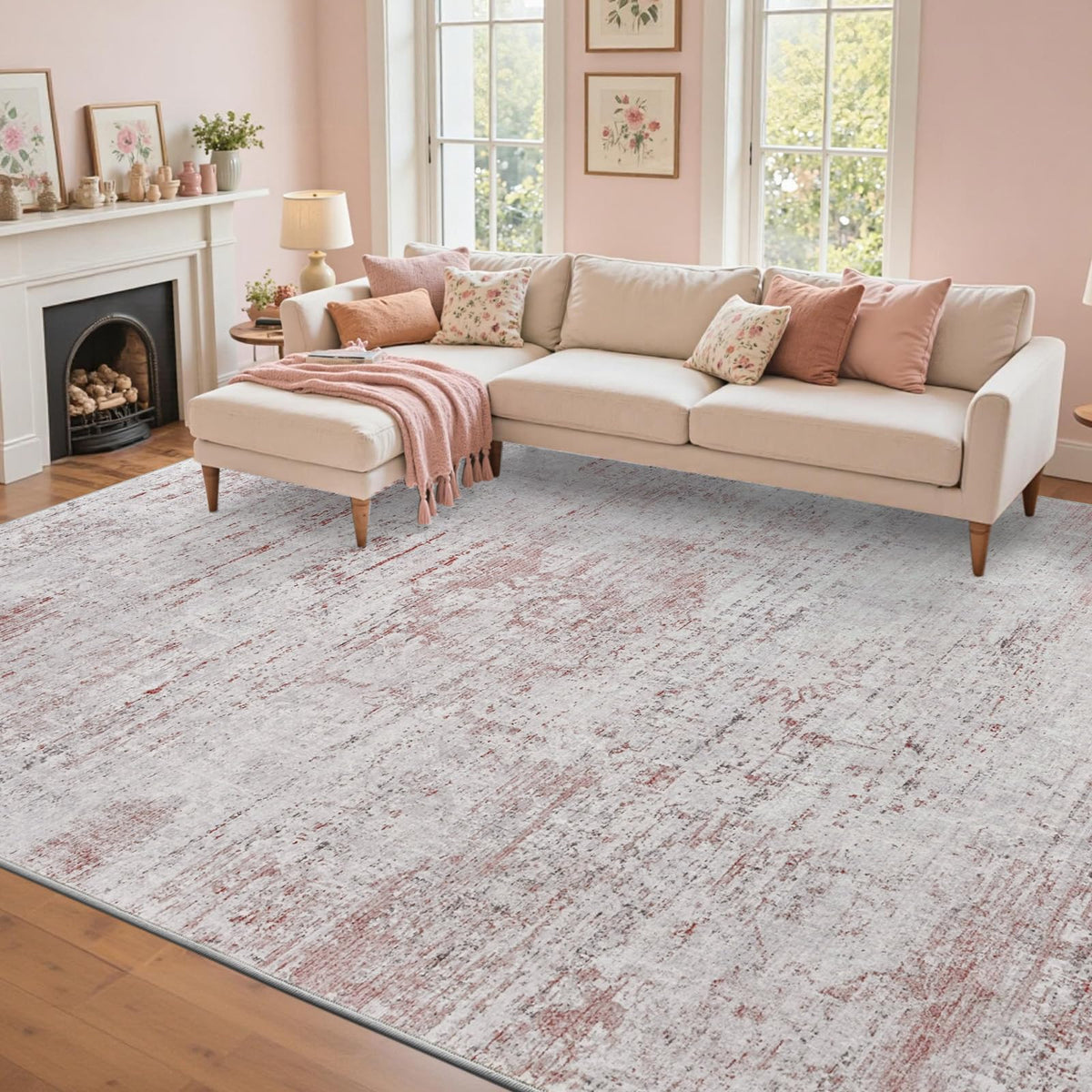 6x9 Ft Large Area Rugs for Living Room, Soft Non-Slip Washable Rugs Modern Abstract Pattern Carpet for Bedroom Indoor Floor Nursery Home Decor (Blue)
