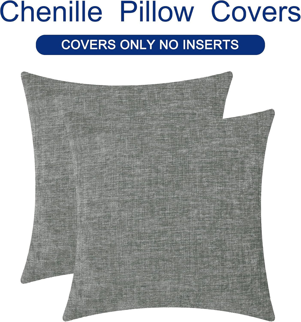 CaliTime Decorative Couch Throw Pillow Covers 18 X 18 Inches Medium Grey