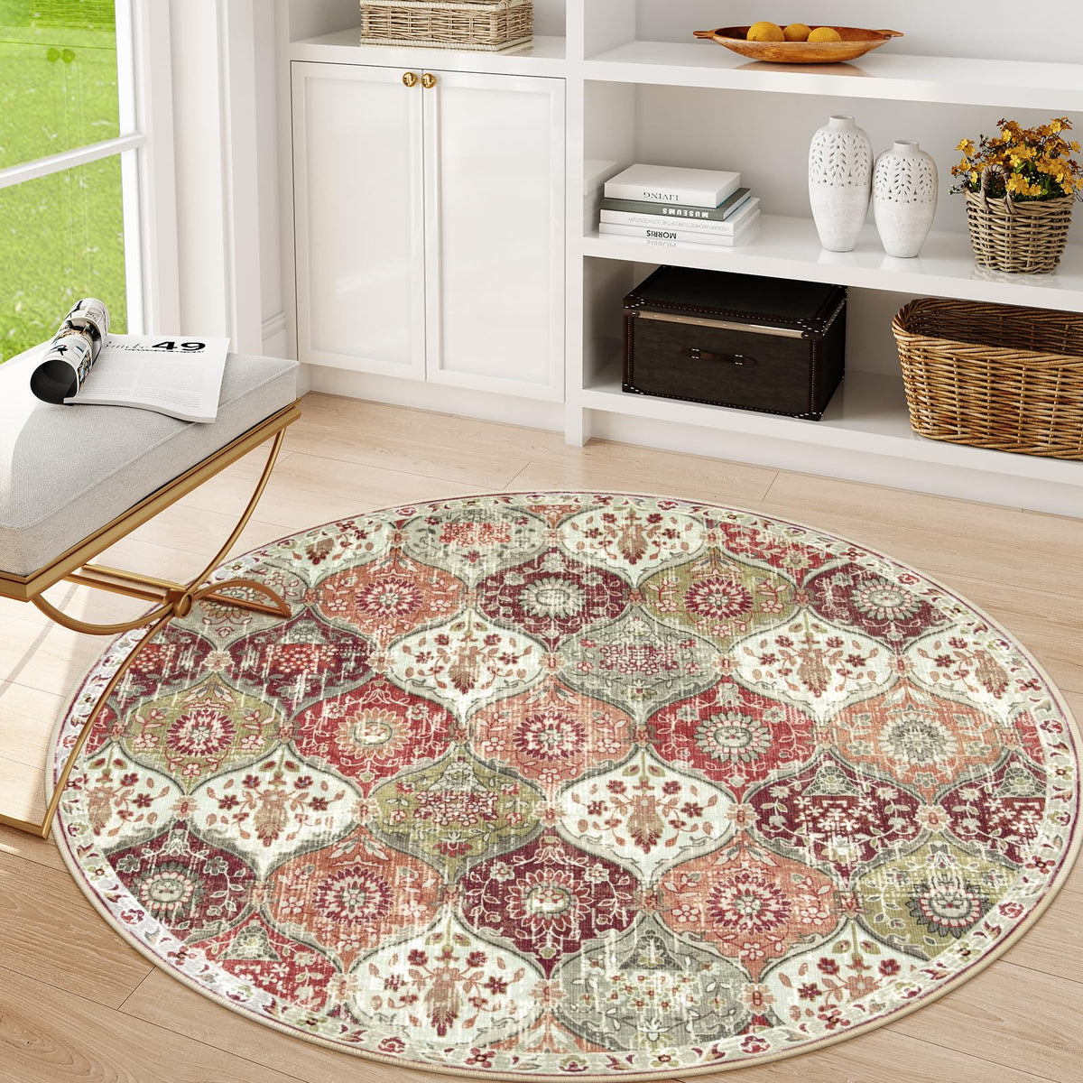 Lahome Moroccan Machine Washable Rugs for Living Room, 4x6 Rug for Bedroom