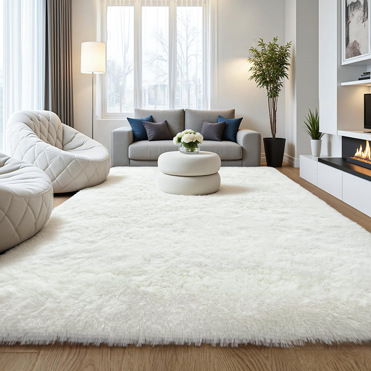 Pink Fluffy 4x6 Area Rugs for Bedroom Girls, Plush Washable Carpet