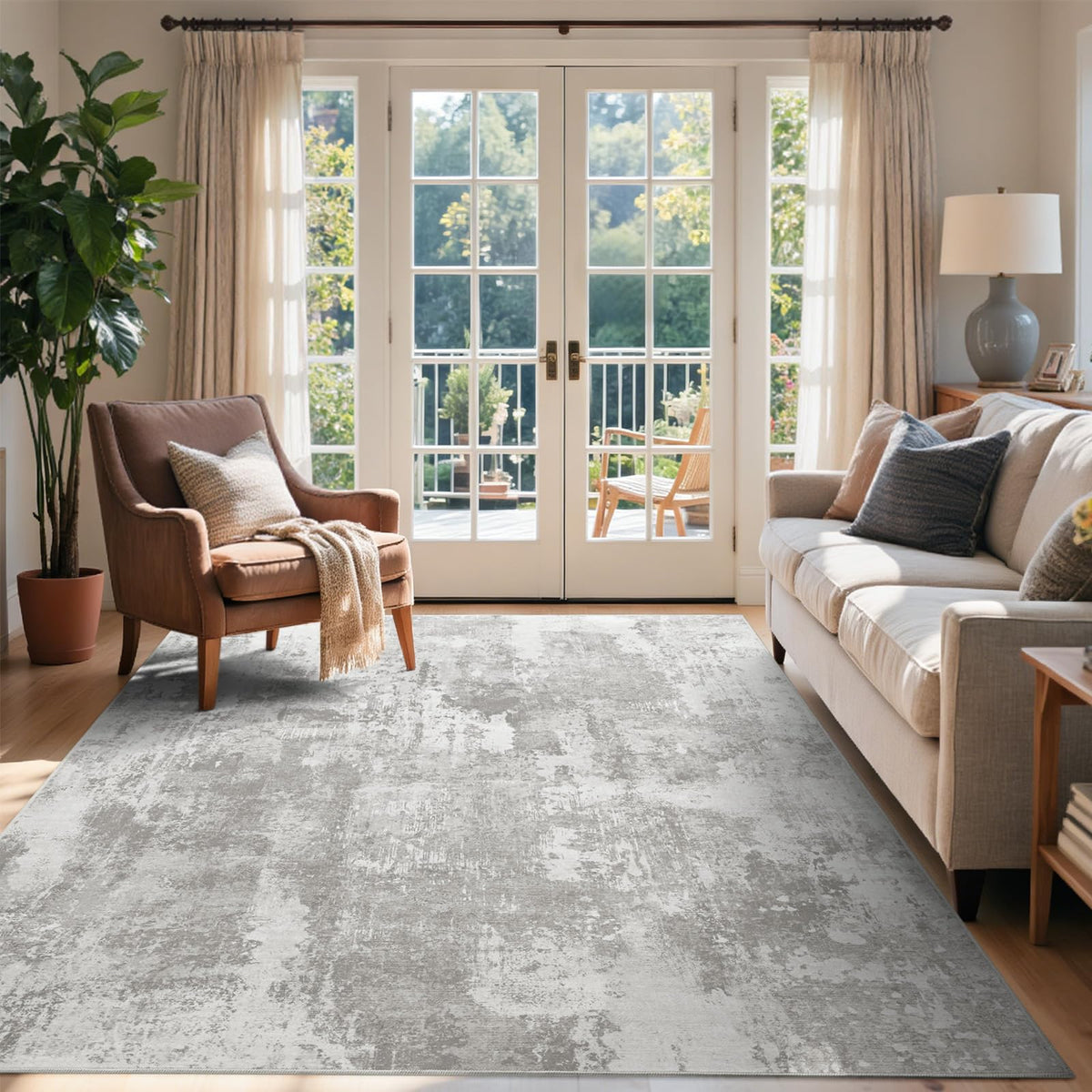 6x9 Ft Large Area Rugs for Living Room, Soft Non-Slip Washable Rugs Modern Abstract Pattern Carpet for Bedroom Indoor Floor Nursery Home Decor (Blue)