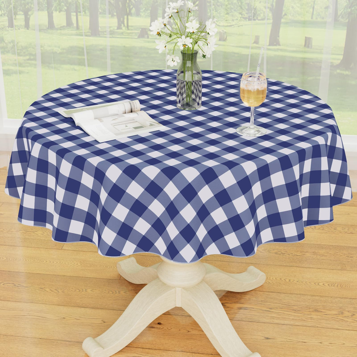 Smiry Picnic Table Cloth, Vinyl Tablecloths with Flannel Backing, 60"x84"