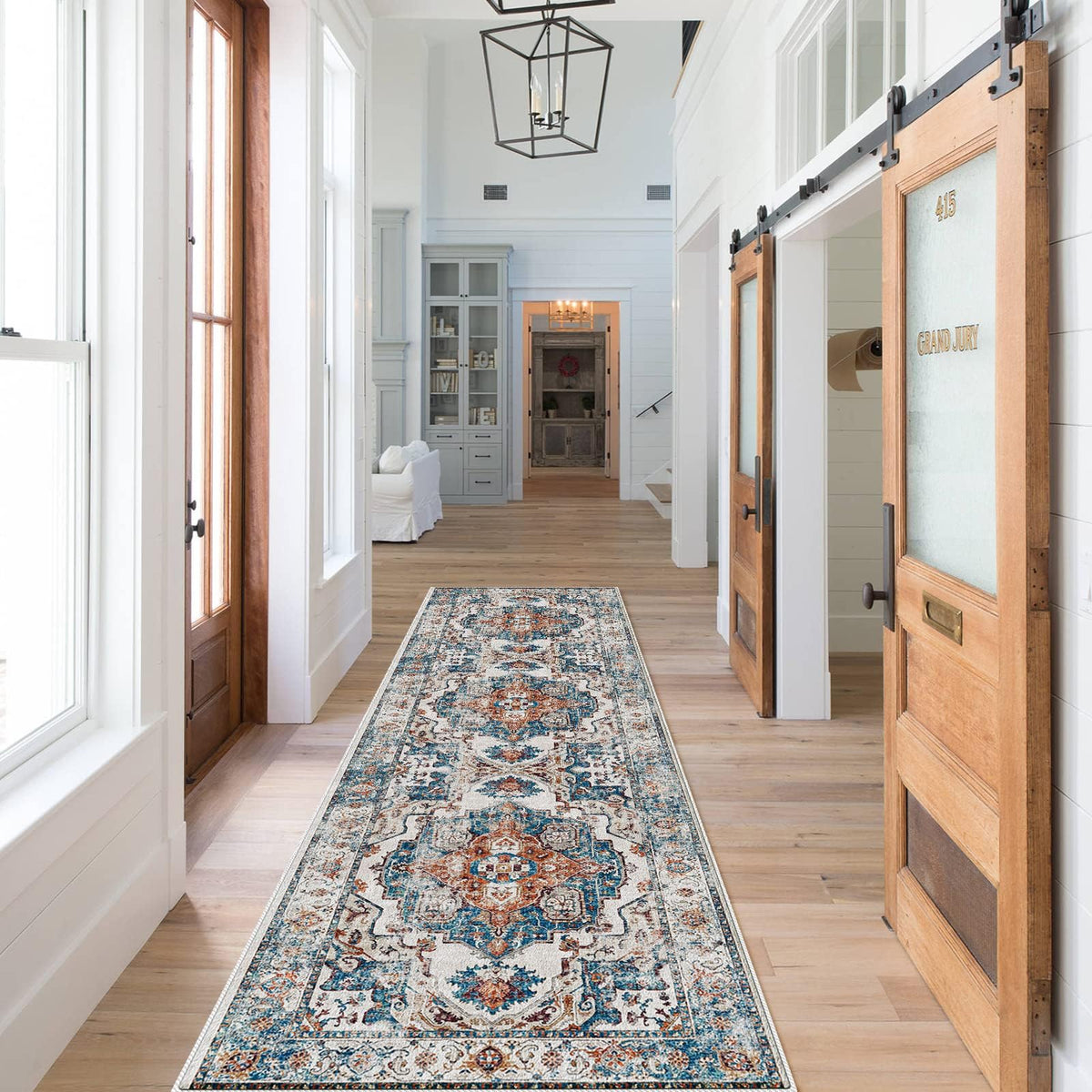 Hallway Washable Runner Rug - 2x10 Kitchen Rugs Entryway Rug Runner Vintage Soft Floor Mat Non Slip Indoor Farmhouse Carpet for Bathroom Living Room Bedroom (2 X 10, Beige)