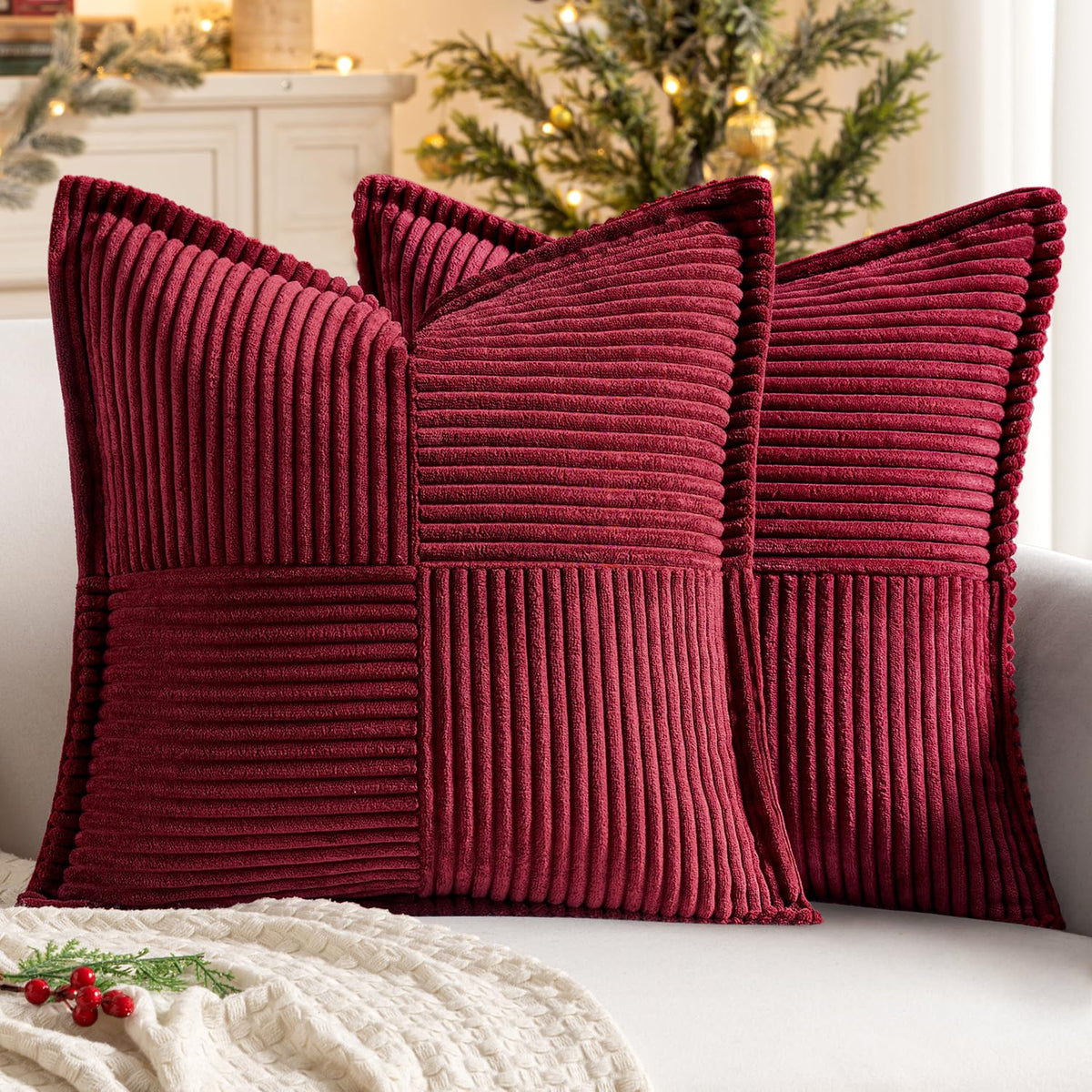 MIULEE Decorative Throw Pillow Covers for Couch 18x18 Inch Beige 2 Pack