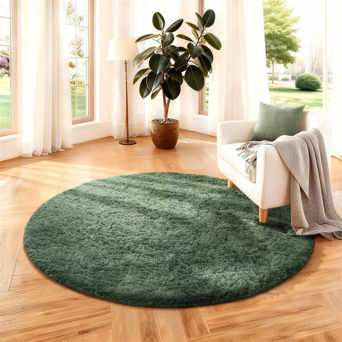 Ophanie Area Rugs for Bedroom, Christmas Upgrade Non-Slip Ivory Fluffy Soft Shag Living Room Carpet, Indoor Floor 4x6 Fuzzy Shaggy Plush Nursery Rug for Kids Dorm Decor with Over 99 pcs Pile fibers