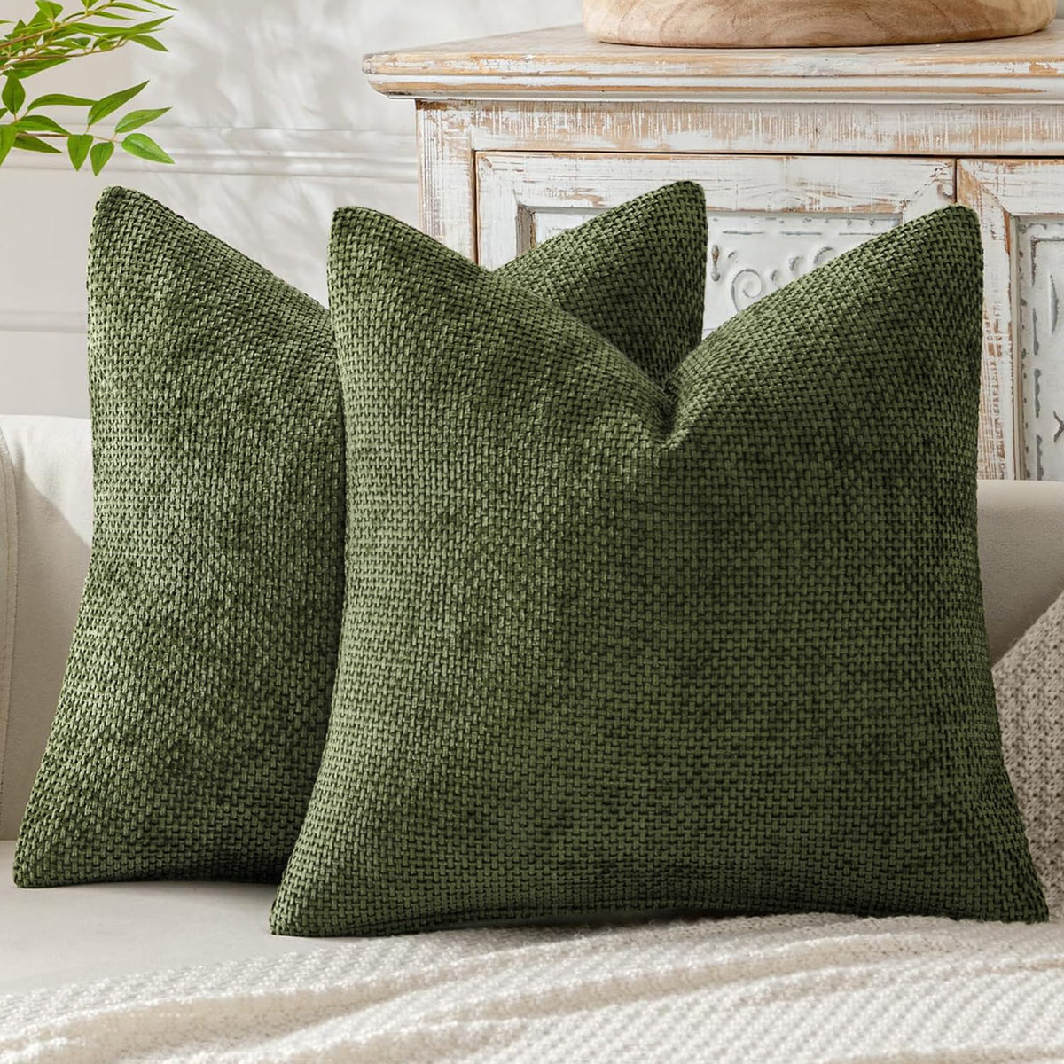 MIULEE Decorative Couch Throw Pillow Covers 18x18 Inch Coastal Blue 2 Pack