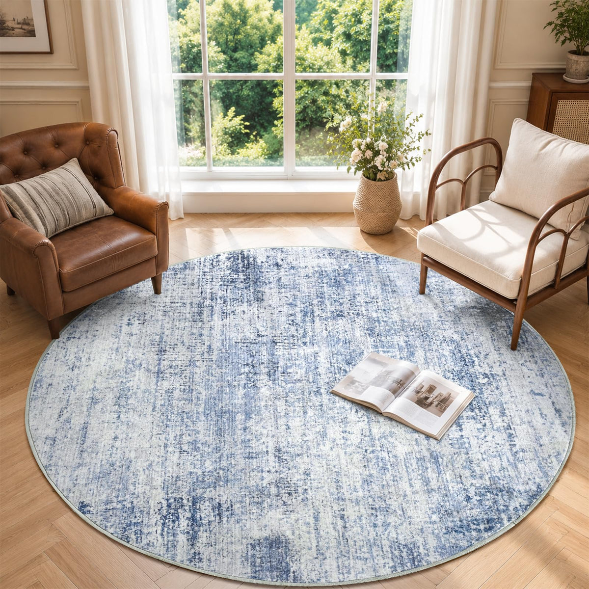 6x9 Ft Large Area Rugs for Living Room, Soft Non-Slip Washable Rugs Modern Abstract Pattern Carpet for Bedroom Indoor Floor Nursery Home Decor (Blue)