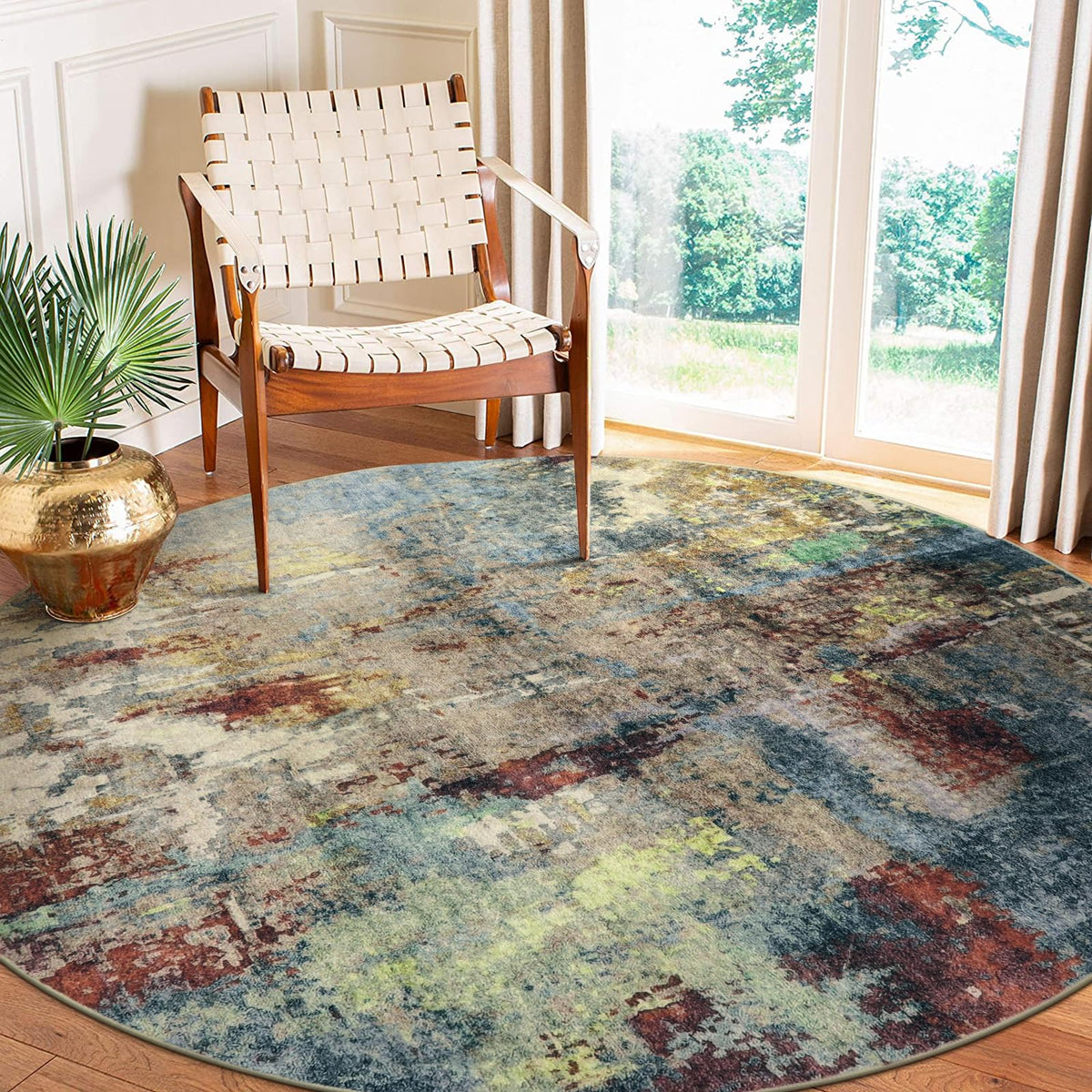 Lahome Modern Abstract Washable 5x7 Area Rugs for Living Room, Colorful Soft Bedroom Rug Low Pile Non Slip,Stain Resistance Dining Room Carpet for Nursery Office Entrance Home Office Decor