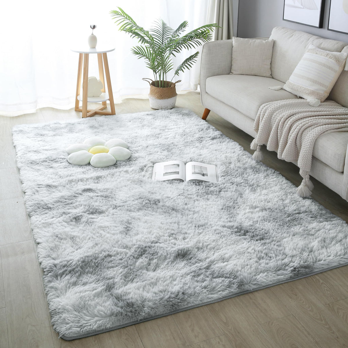 Pink Fluffy 4x6 Area Rugs for Bedroom Girls, Plush Washable Carpet