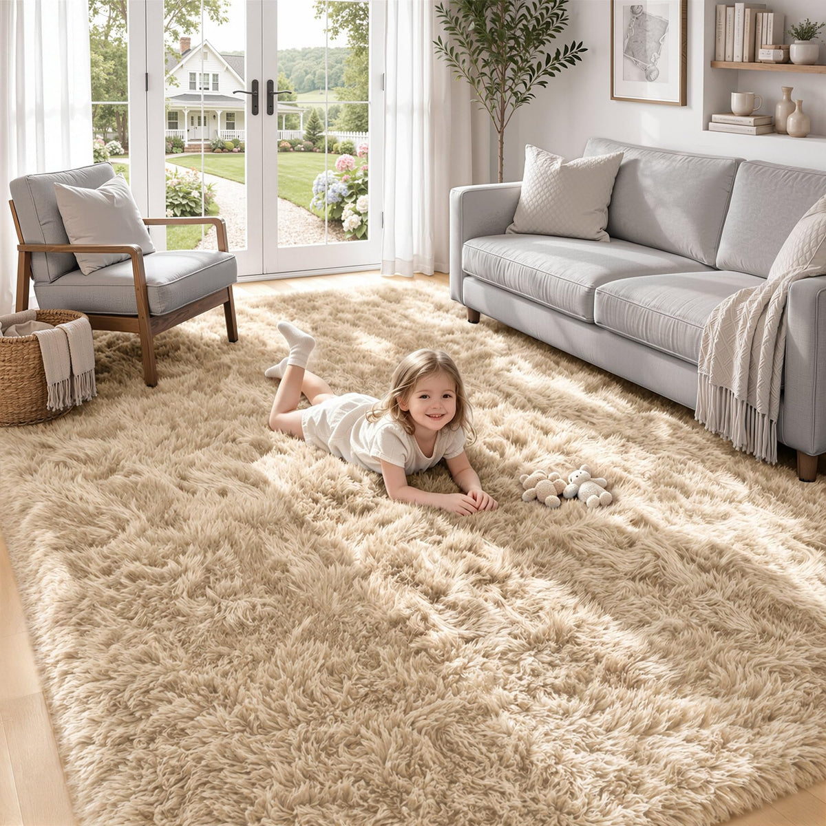 4x6 Area Rugs for Living Room: Soft Black Fluffy Rug Shag Washable Rug Plush Fuzzy Indoor Carpet for Bedroom Nursery Playroom Girls Boys Kids Room (Black, 4'x6')