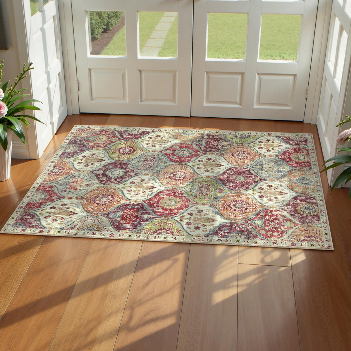 Lahome Moroccan Machine Washable Rugs for Living Room, 4x6 Rug for Bedroom