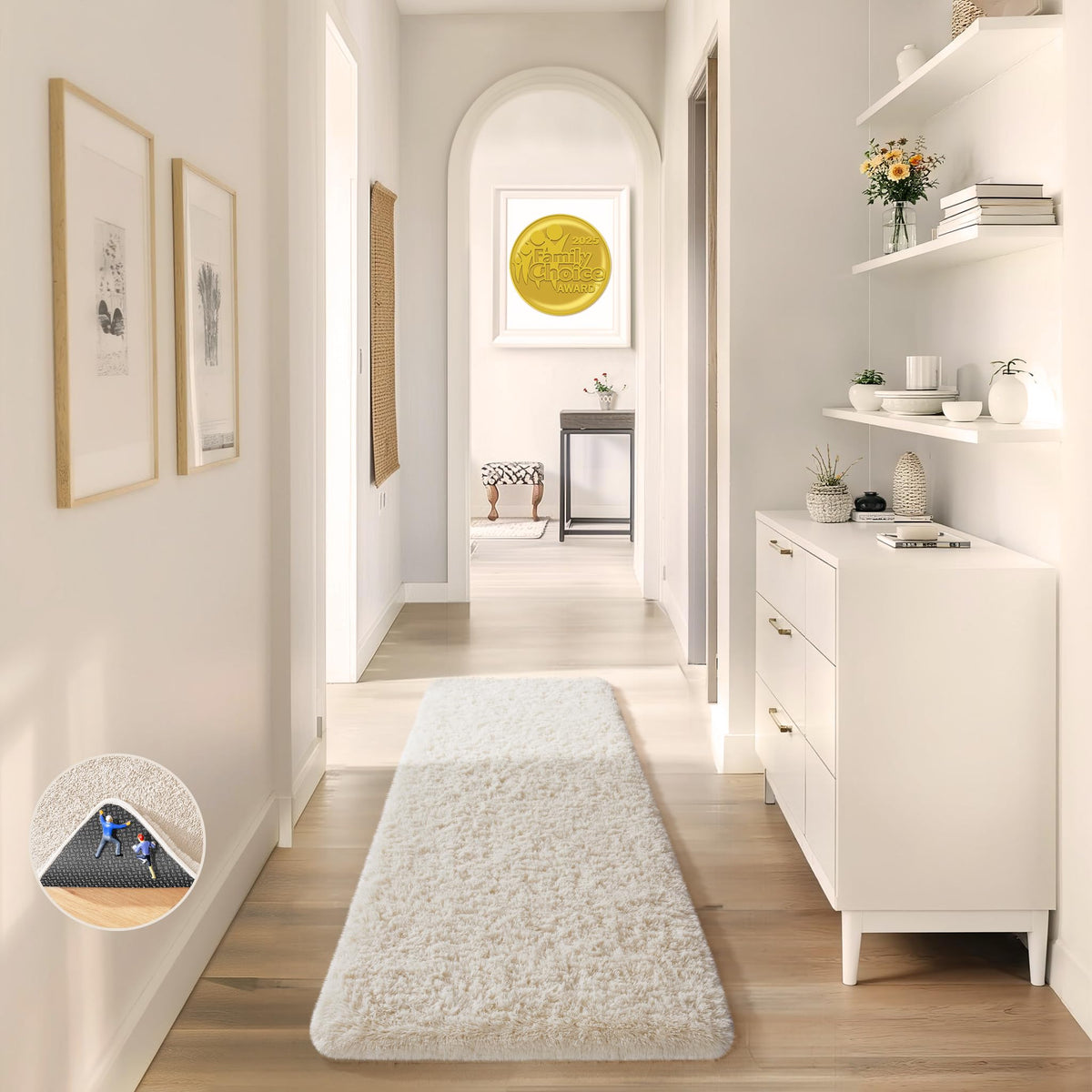 Ophanie Area Rugs for Bedroom, Christmas Upgrade Non-Slip Ivory Fluffy Soft Shag Living Room Carpet, Indoor Floor 4x6 Fuzzy Shaggy Plush Nursery Rug for Kids Dorm Decor with Over 99 pcs Pile fibers