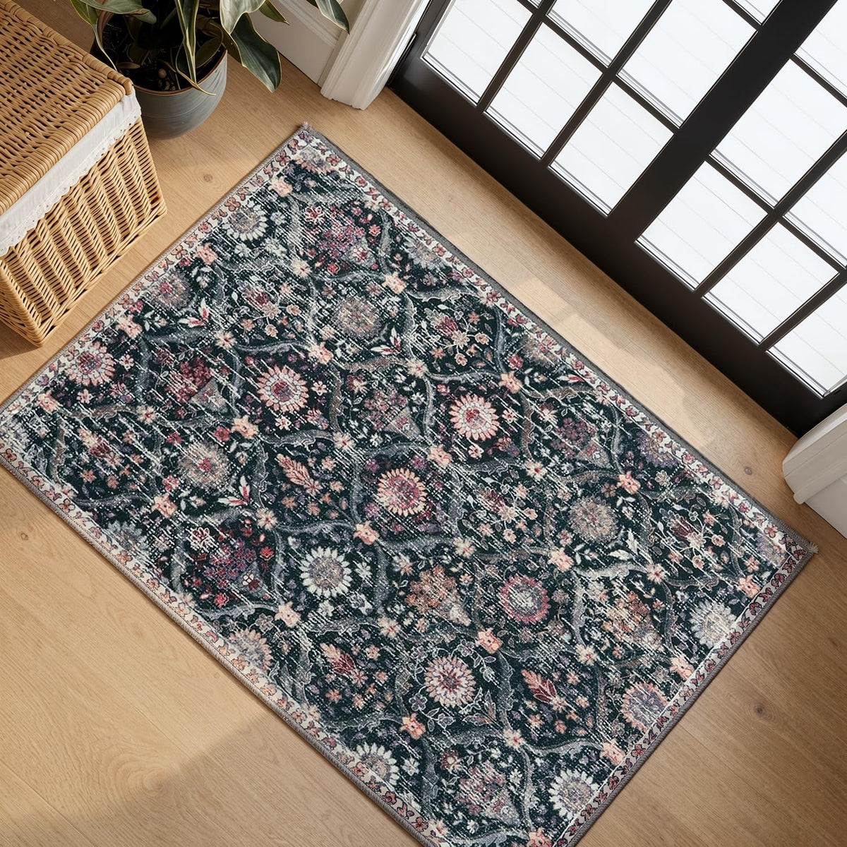 Lahome Moroccan Machine Washable Rugs for Living Room, 4x6 Rug for Bedroom