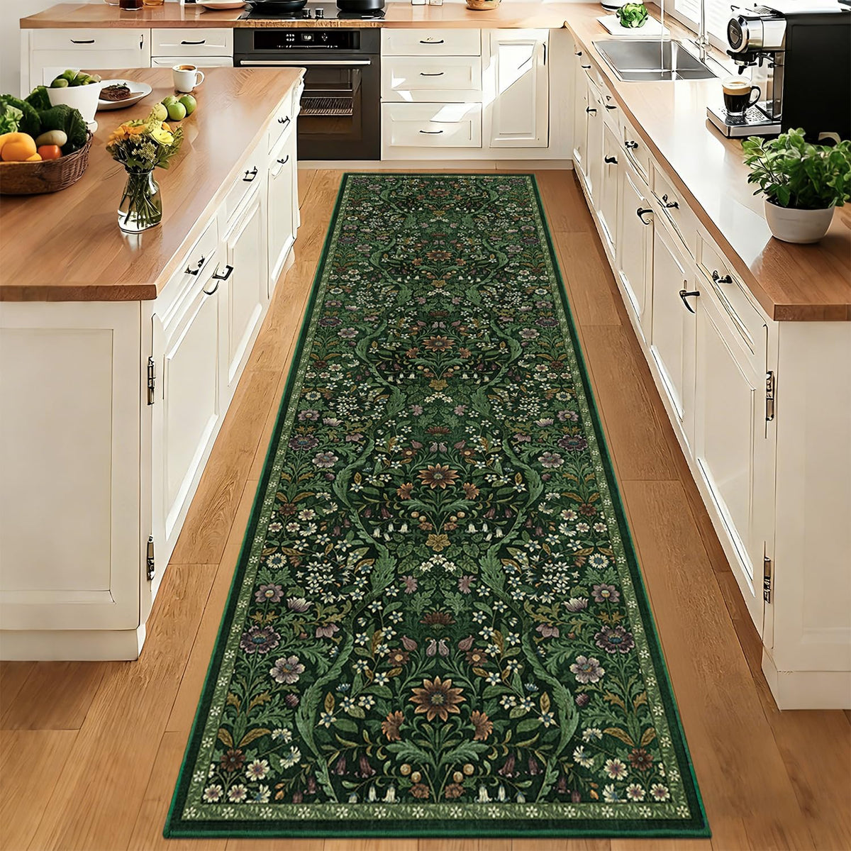 Floral Area Rug 5x7 Botanical Washable Carpet for Living Room