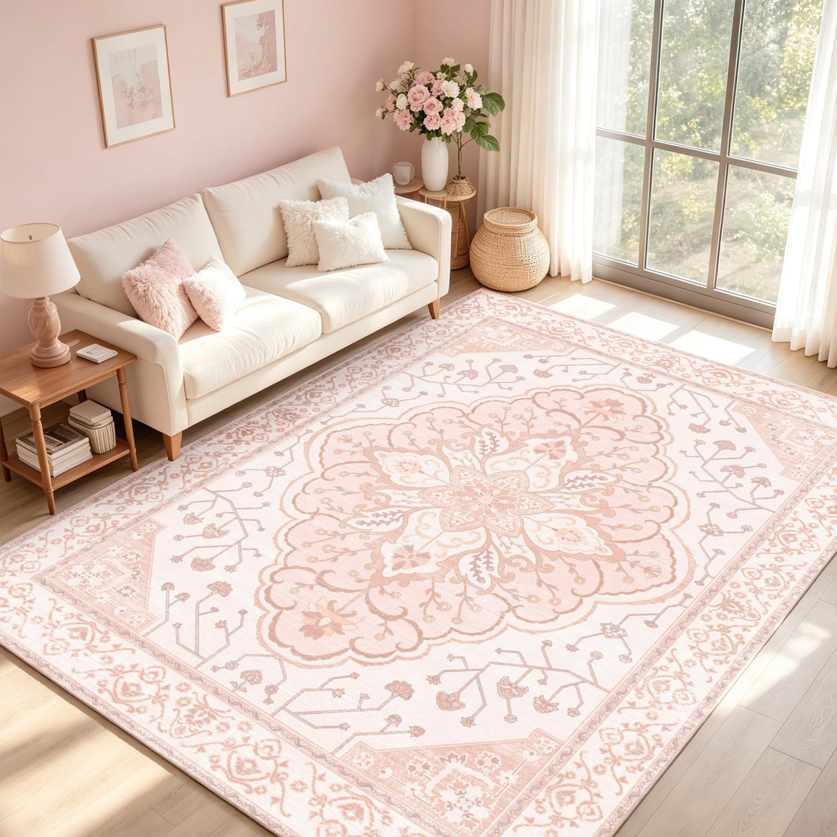 YARNSCAPE 2' x 3' Machine Washable Area Rug, Non-Slip Low-Pile Carpet