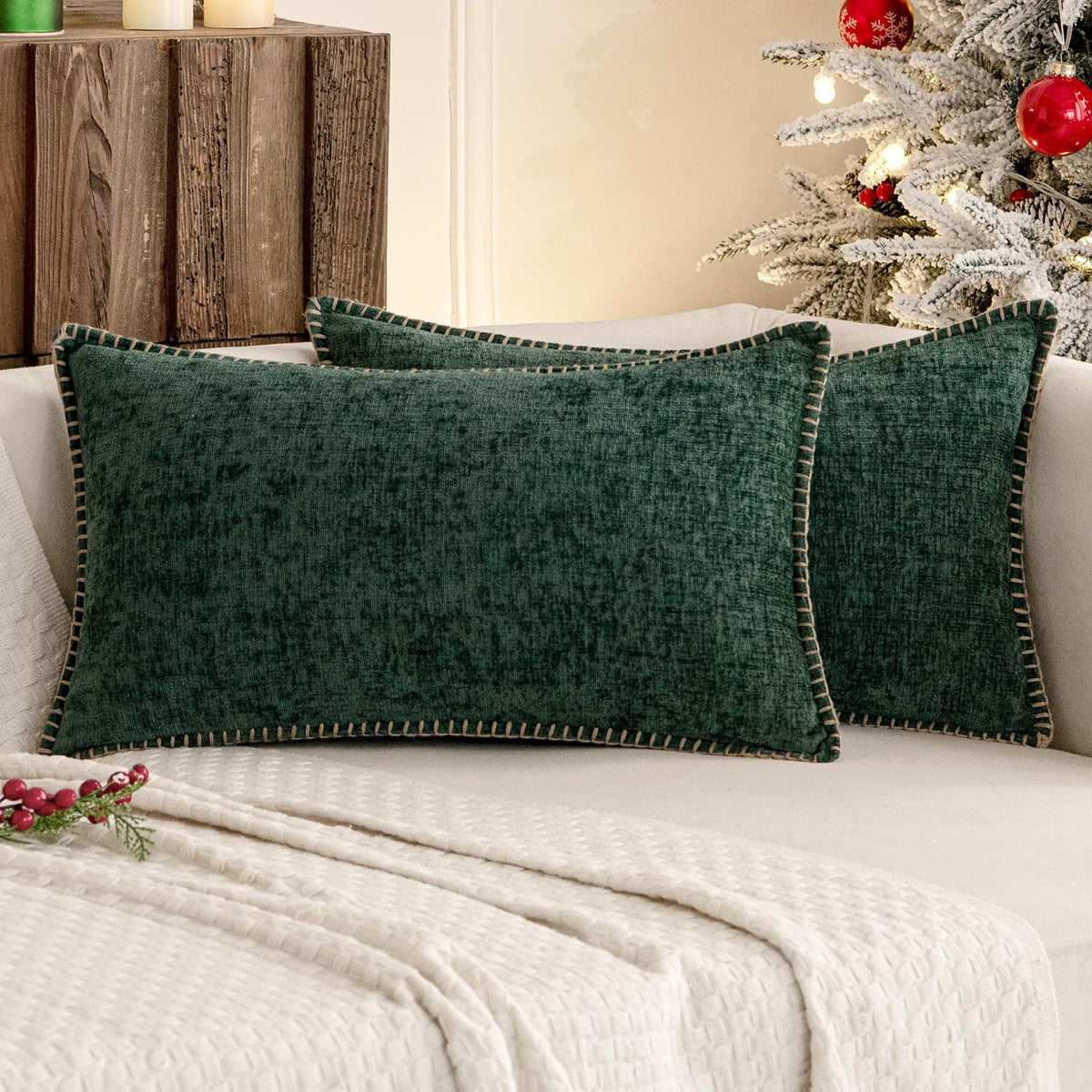 MIULEE Decorative Couch Throw Pillow Covers 18x18 Inch Sage Green 2 Pack