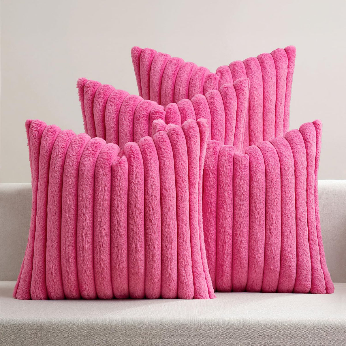 MIULEE Faux Fur Plush Decorative Throw Pillow Covers 18x18, Navy Blue