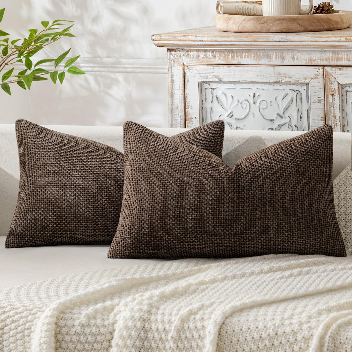MIULEE Decorative Couch Throw Pillow Covers 18x18 Inch Coastal Blue 2 Pack