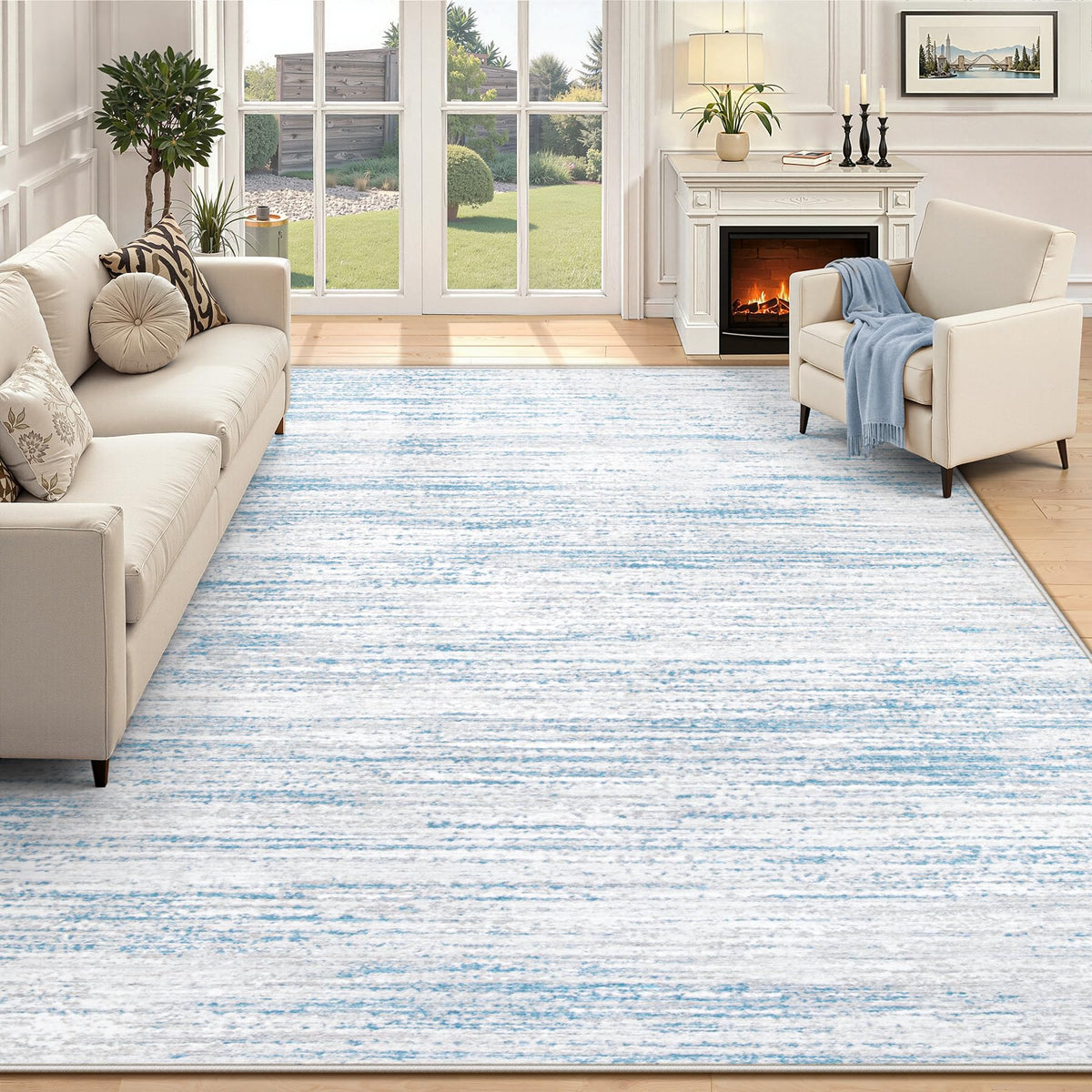 Area Rug 6x9 Living Room Rugs: Washable Modern Rug Non-Slip Soft Rugs Stain Resistant Printed Rug Indoor Carpet for Bedroom Kitchen Dining Room Nursery Home(Beige, 6'x9')
