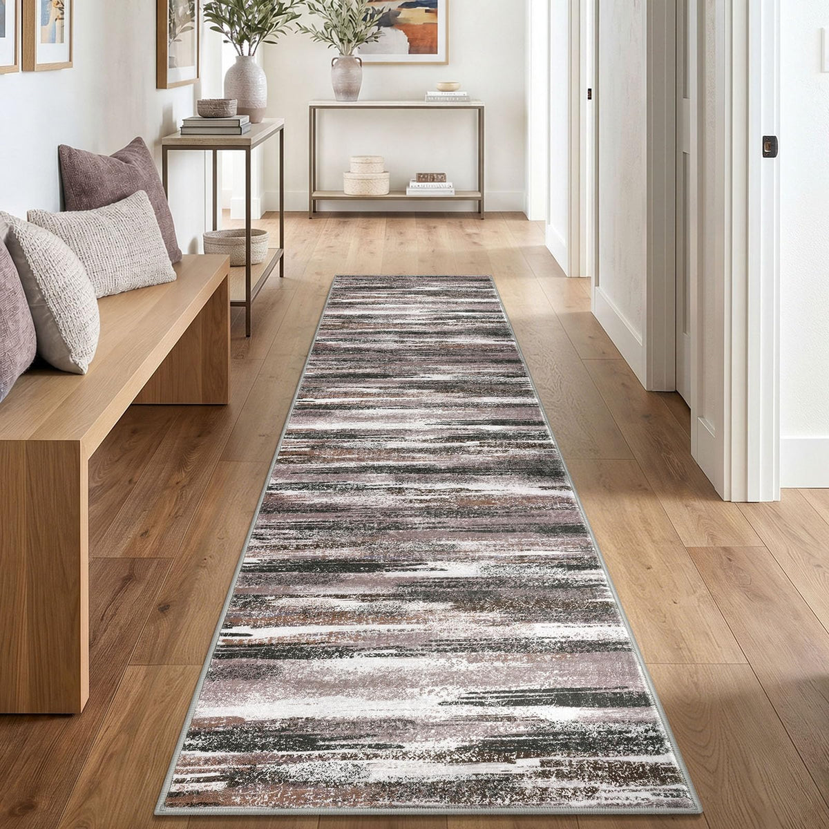 Lansny Abstract 2x3 Area Rug Small Washable Entryway Rug Non Slip Door Mat