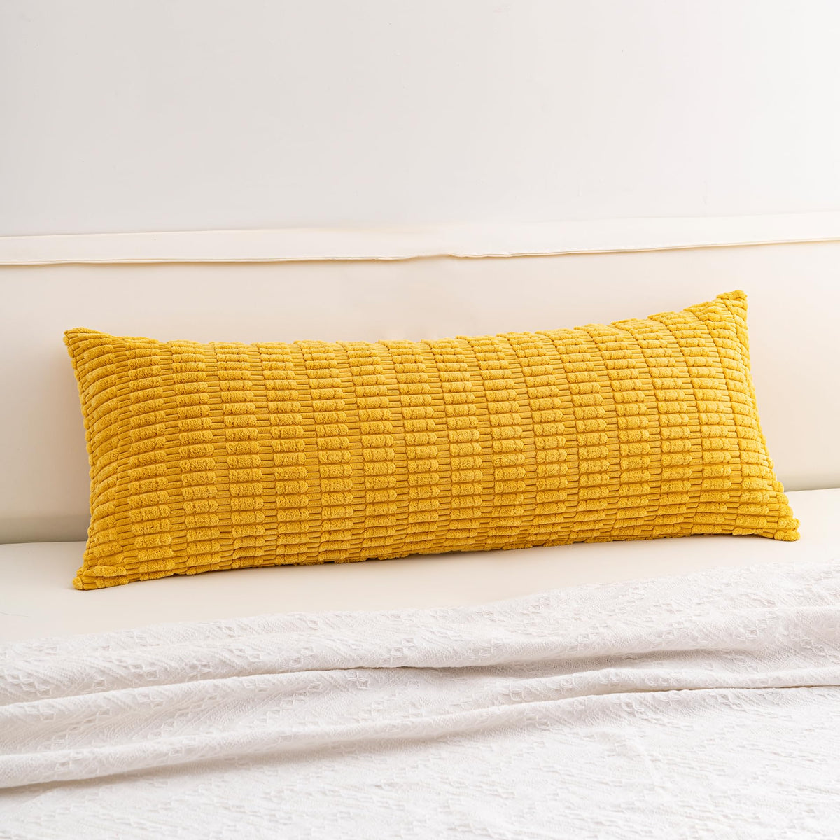 Pack of 2 Corduroy Decorative Throw Pillow Covers 18x18 Inch, Cream White