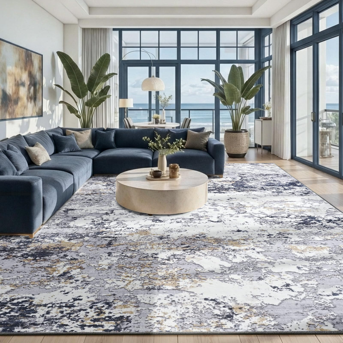 Toneed 4'x6' Washable Area Rugs for Bedroom Living Room, 48"x72" Grey