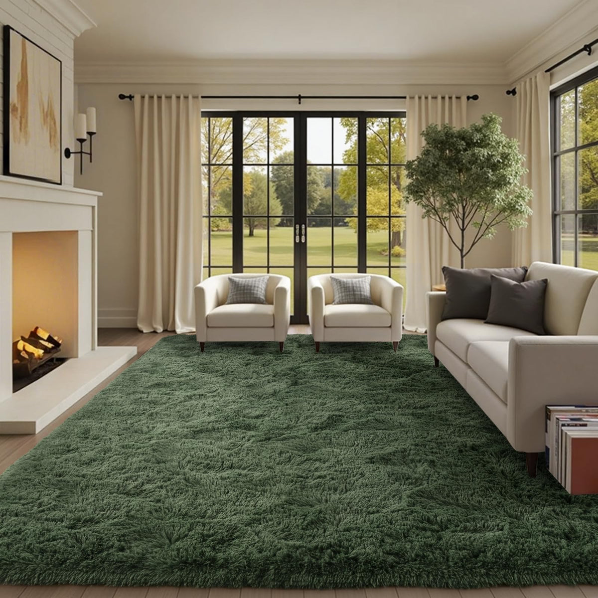 6x9 Ft Large Shag Rugs for Living Room Decor, Tie-Dyed Ultra Soft Fluffy Furry Area Rugs for Bedroom Indoor Floor, Aesthetic Carpet for Kids Home (Dark Grey)