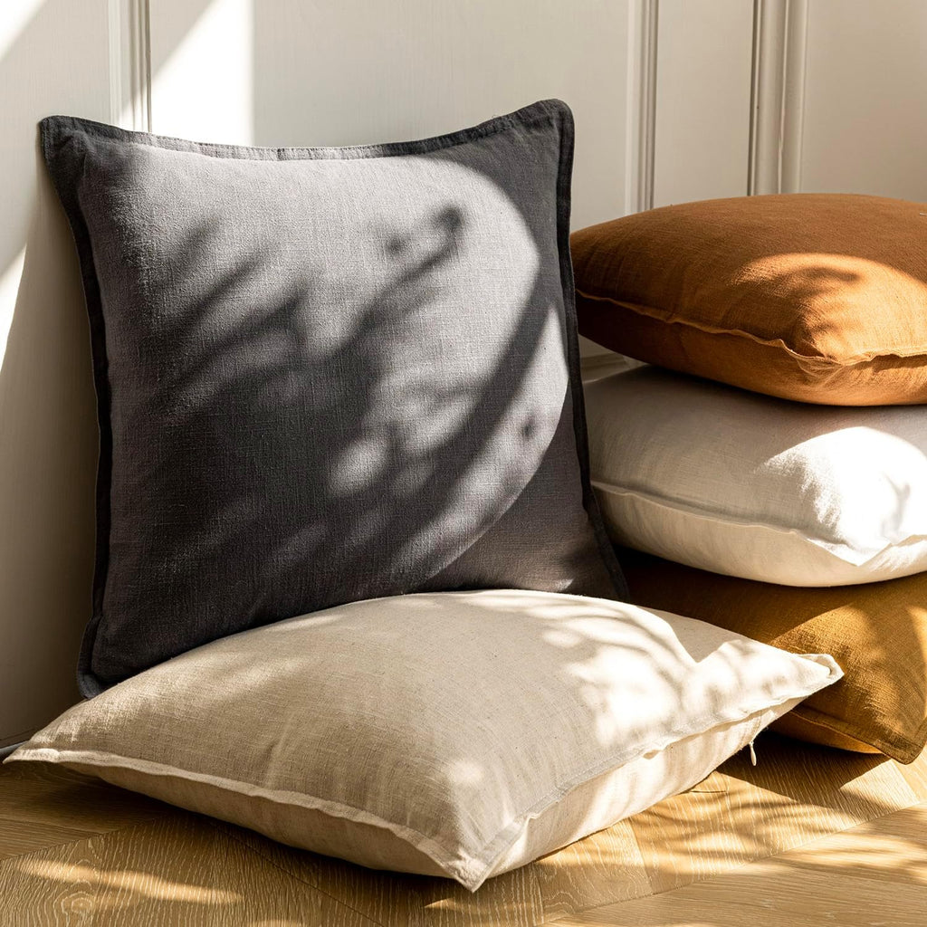 Foindtower Linen Solid Decorative Throw Pillow Covers 18x18 Natural Beige