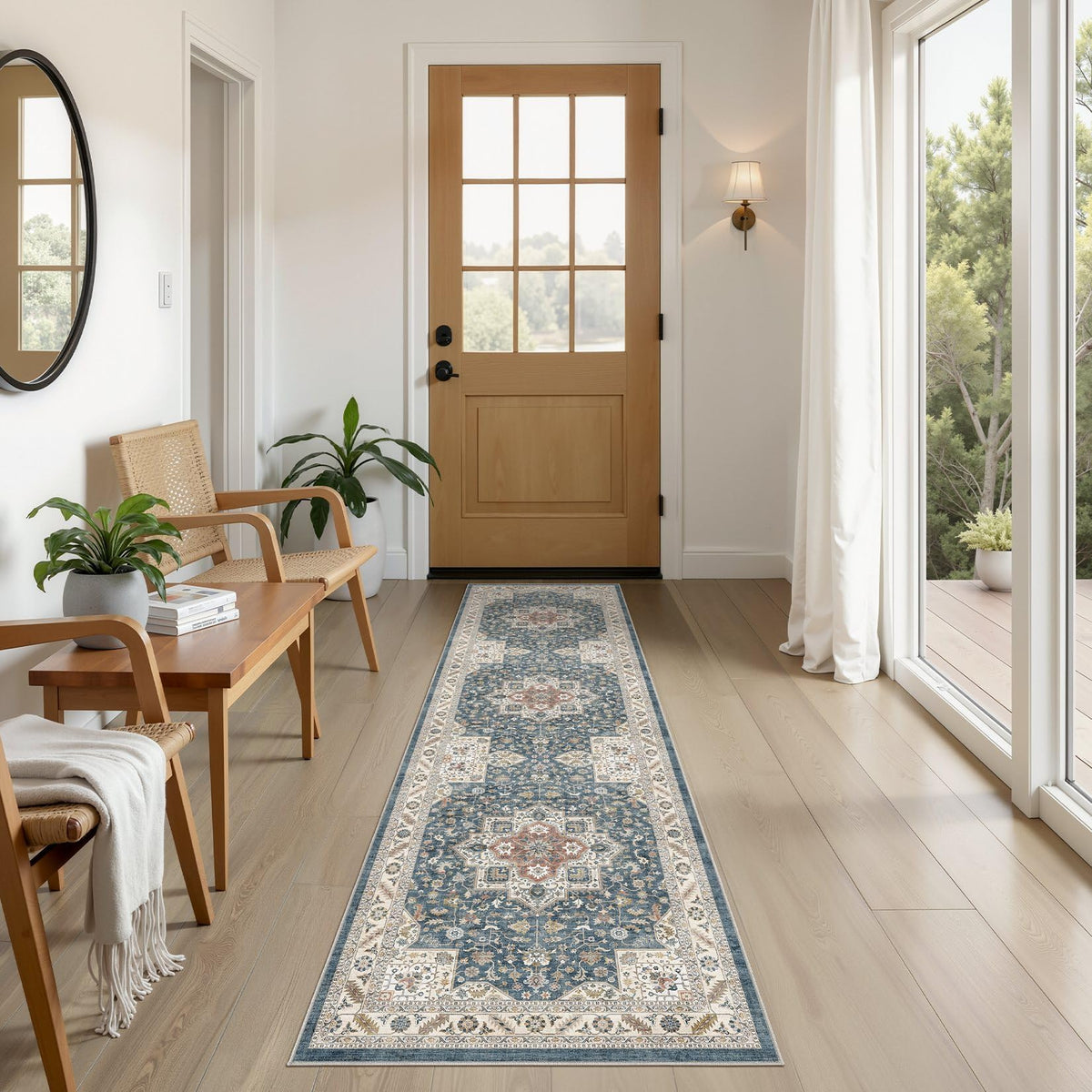 cotiled 5x7 Area Rug for Living Room, Washable, Traditional, Beige