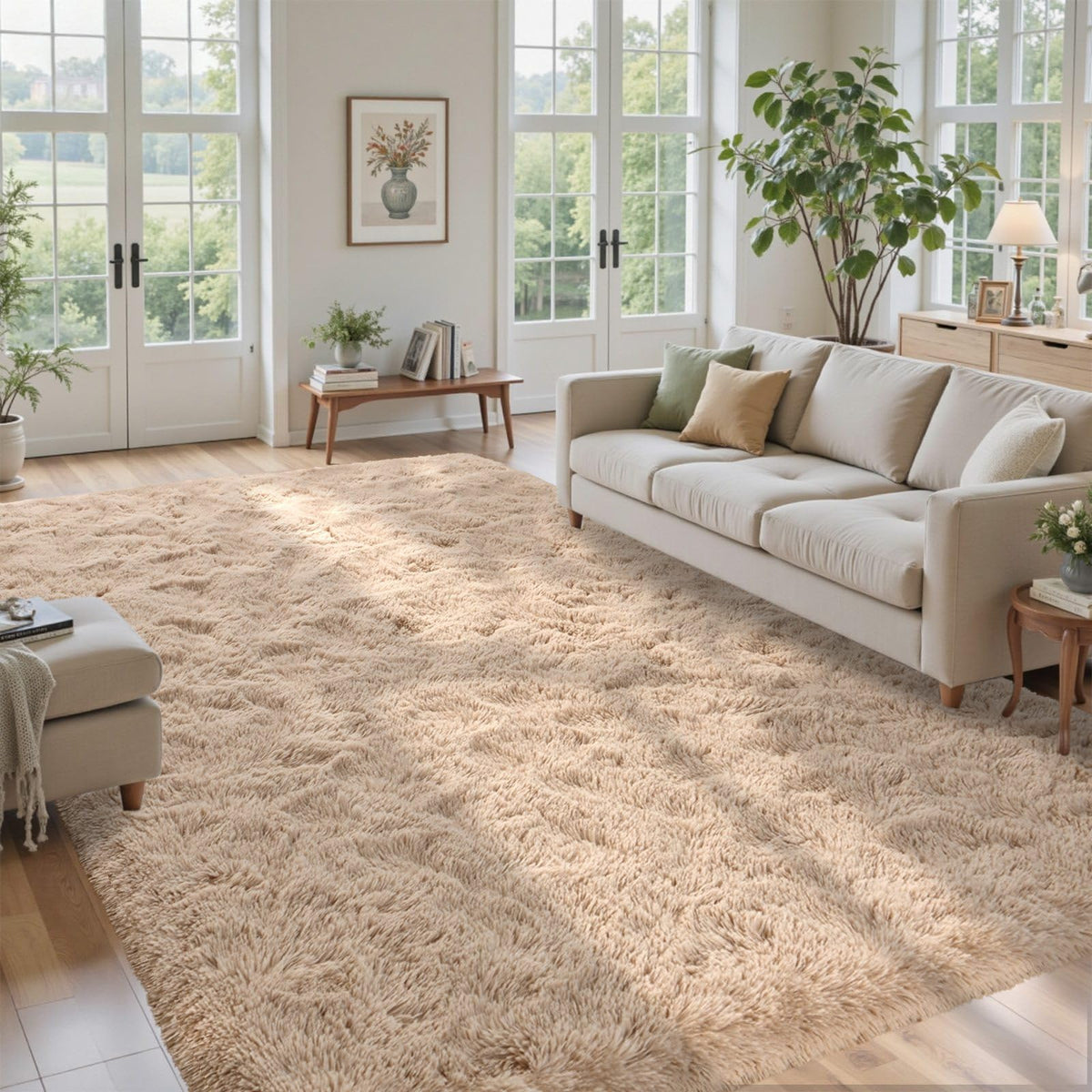 5x7 Black Area Rugs for Living Room, Large Fluffy Shag Bedroom Rugs Non-Slip, Ultra Soft Plush Carpet for Nursery Kids PlayRoom Dorm Office Indoor Modern Carpets