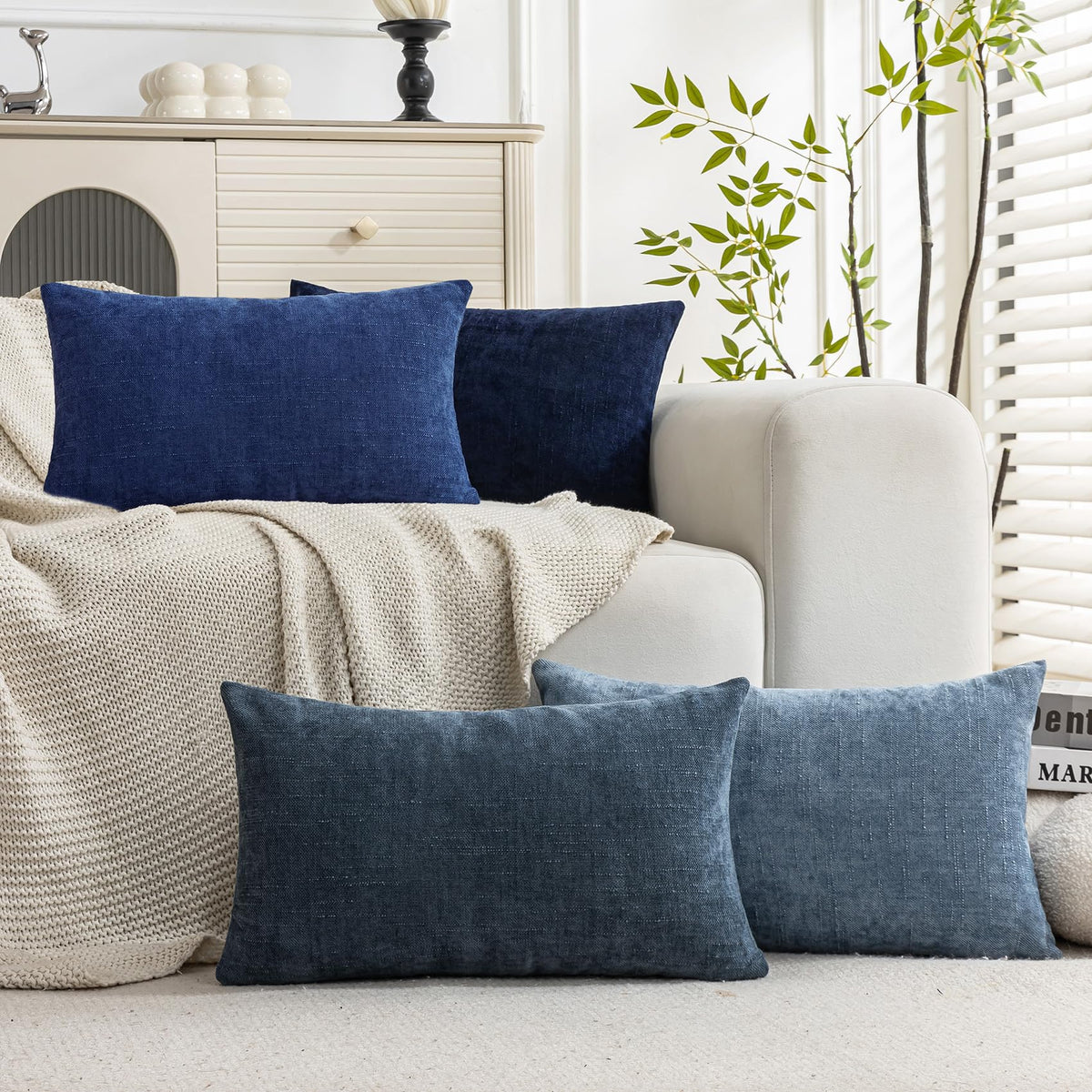 Set of 4 Soft Textured Throw Pillow Covers 18x18 Inch Cozy Decorative Farmhouse Cushion Cover Square Accent Pillow Cases for Bed Couch Sofa Living Room, Beige Taupe Brown
