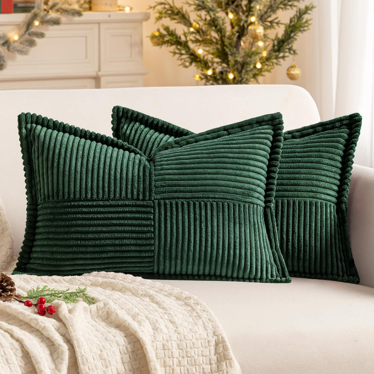 MIULEE Decorative Throw Pillow Covers for Couch 18x18 Inch Beige 2 Pack