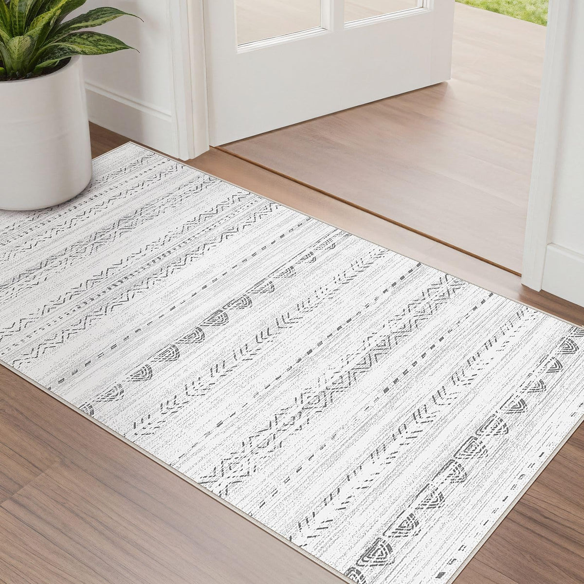 Nakagishi Boho 5x7 Area Rug Living Room Rugs Machine Washable Beige/Brown