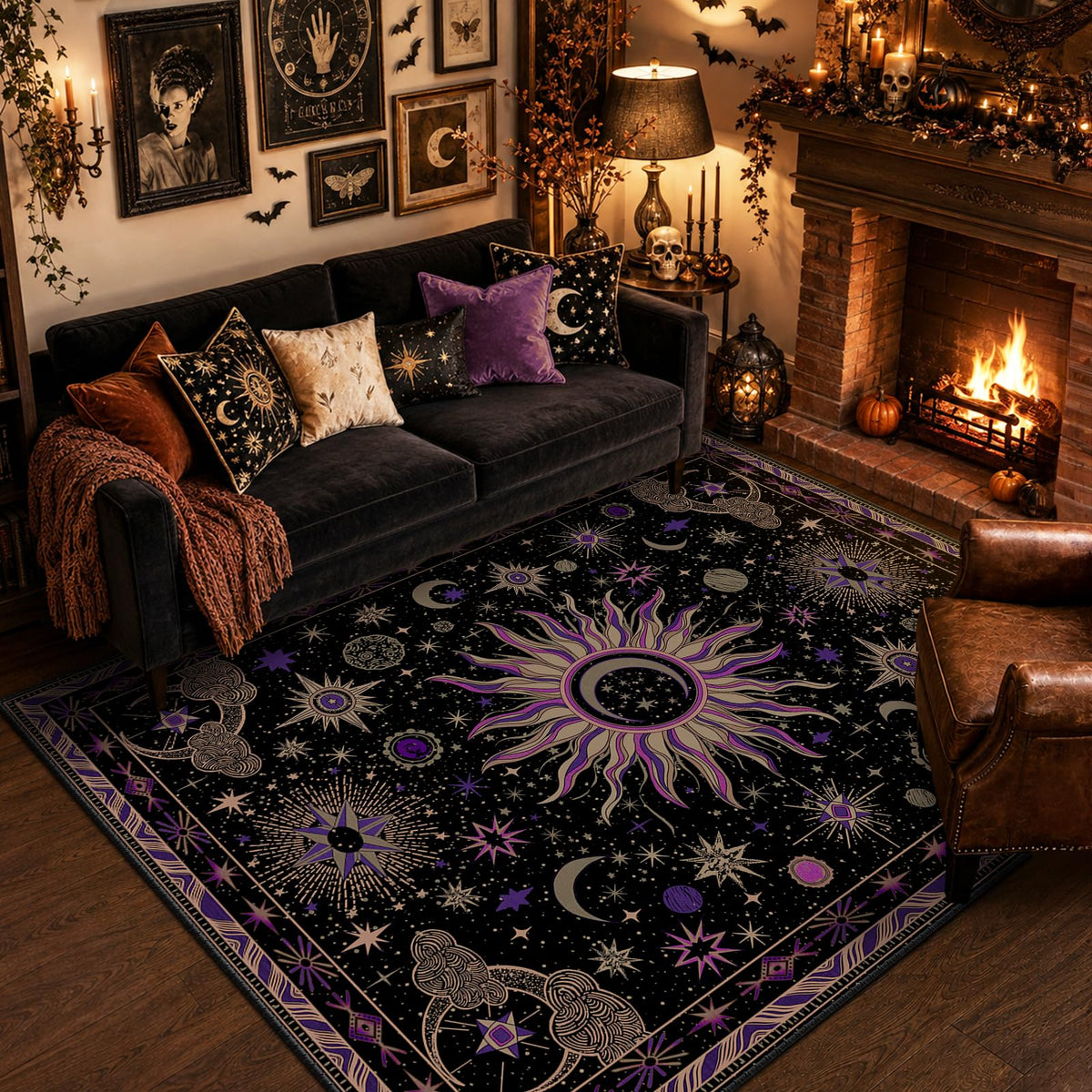 Vacuum-Friendly, 5x7 Washable Area Rug, Black Gold Beige Red
