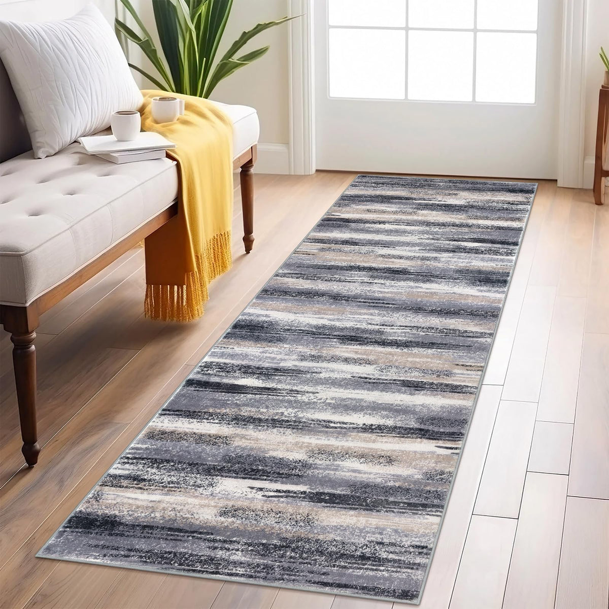 Lansny Abstract 2x3 Area Rug Small Washable Entryway Rug Non Slip Door Mat