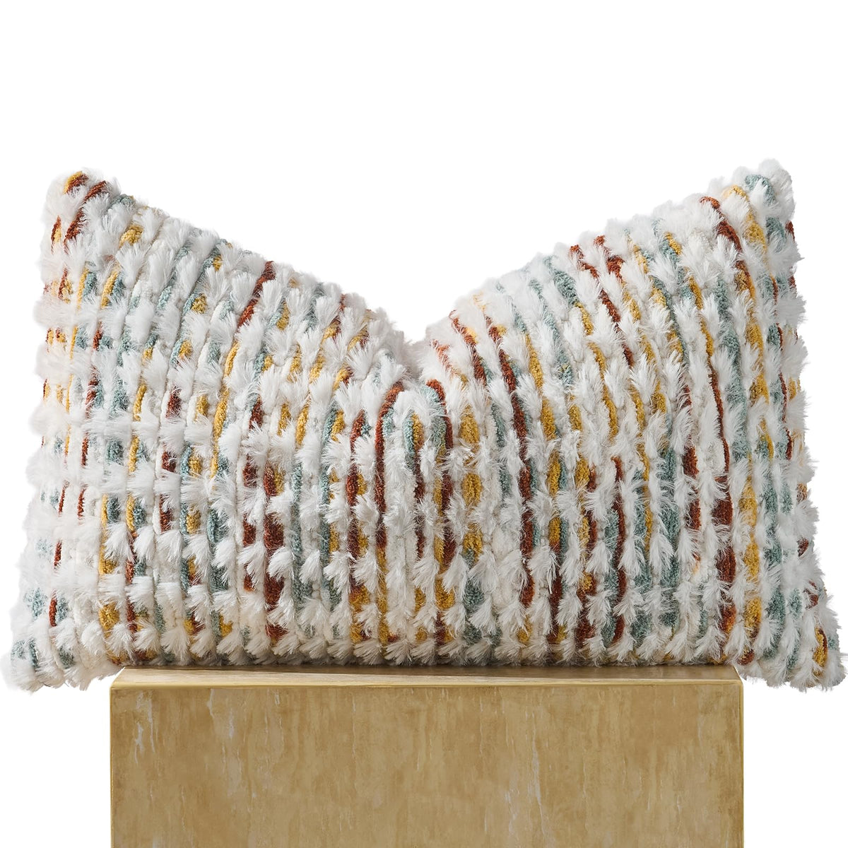 AmHoo Set of 2 Boho Chenille Pillow Cover Decorative Tufted Pillowcase for Couch Bed Sofa Bedroom Living Room Modern 18 x 18-Inch Brown