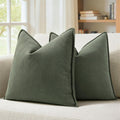 MIULEE Pack of 2 Sage Green Decorative Chenille Pillow Covers 20x20 Inch