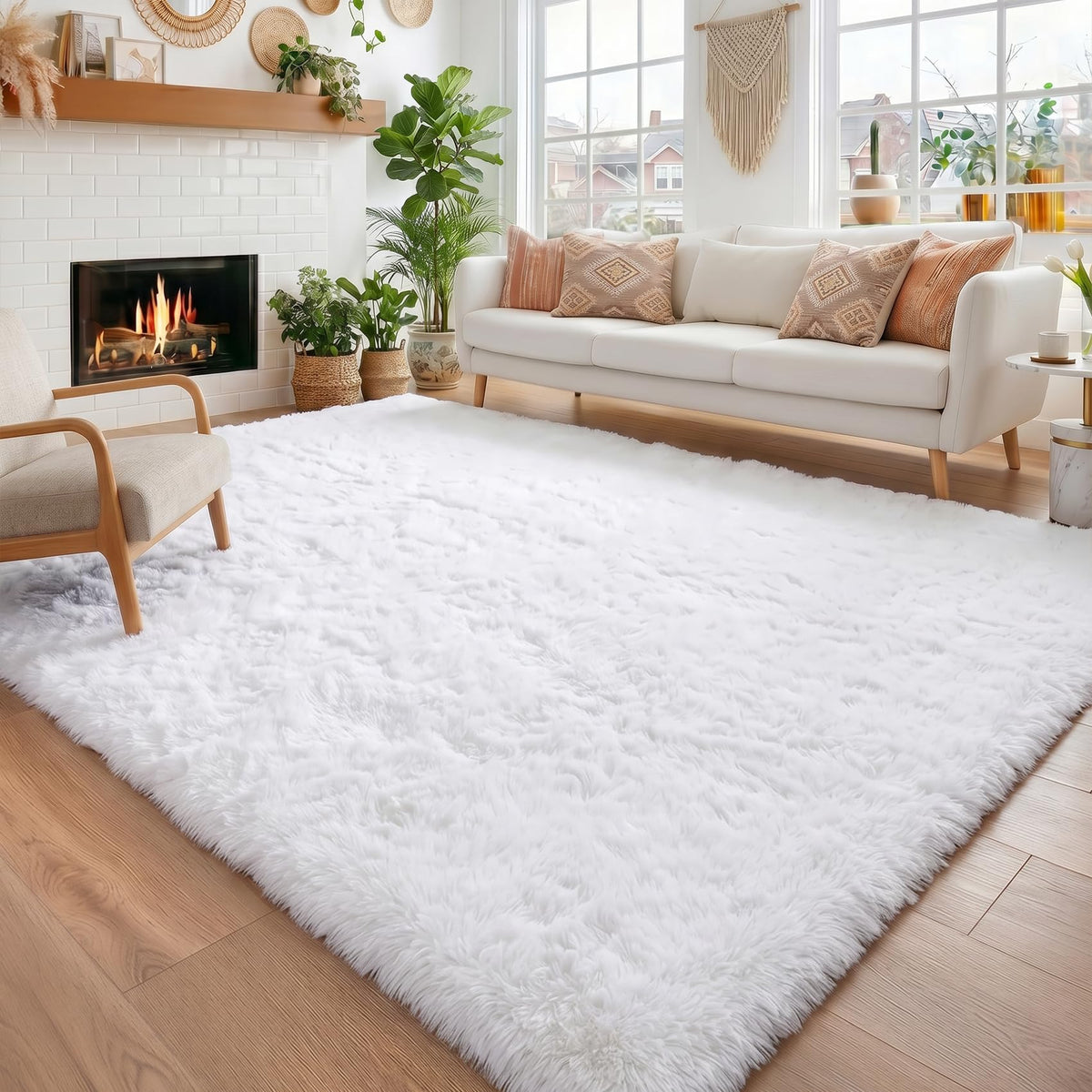 Amdrebio Grass Green Fluffy Area Rug 4x6 for Bedroom Classroom Living Room
