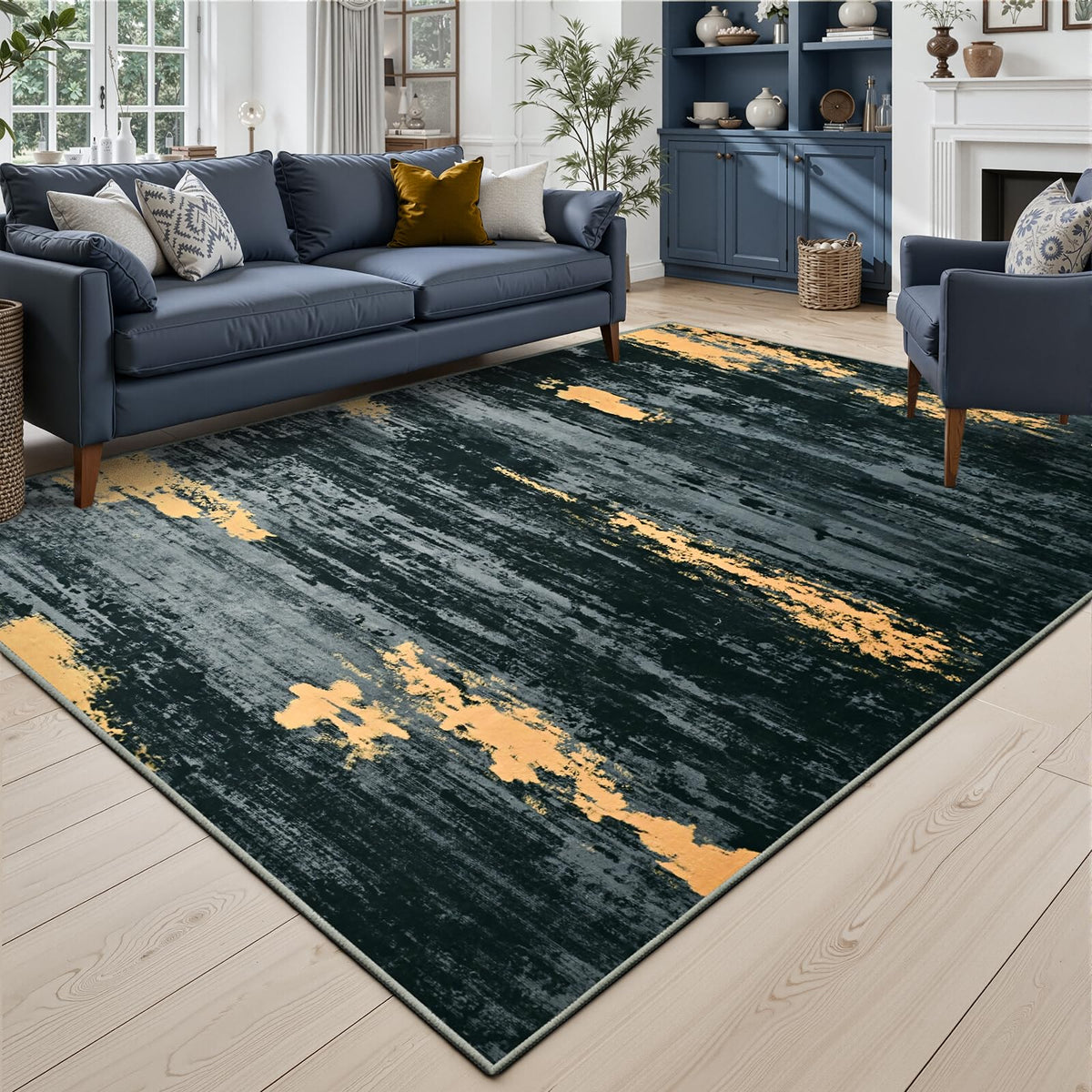Toneed 4'x6' Washable Area Rugs for Bedroom Living Room, 48"x72" Grey